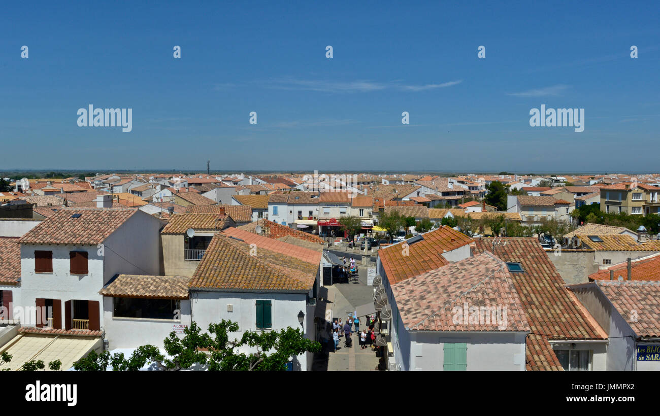Anzeigen von Saintes-Maries-de-la-Mer. Stockfoto