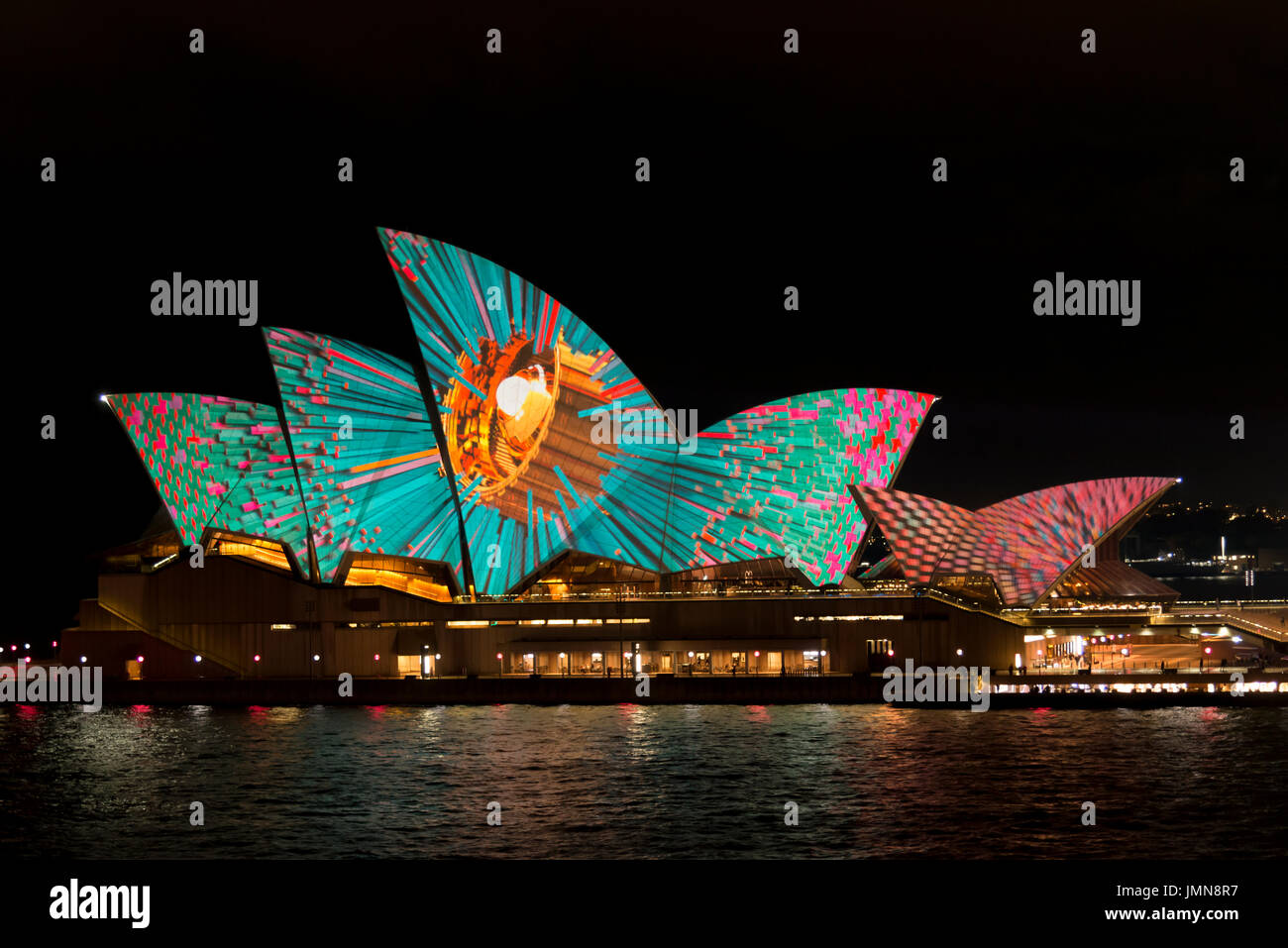 Sydney, 7. Juni, 2017.Vivid Licht-Festival, eine jährliche öffentliche Veranstaltung, wo das Opernhaus in den Monat Juni beleuchtet wird. Stockfoto