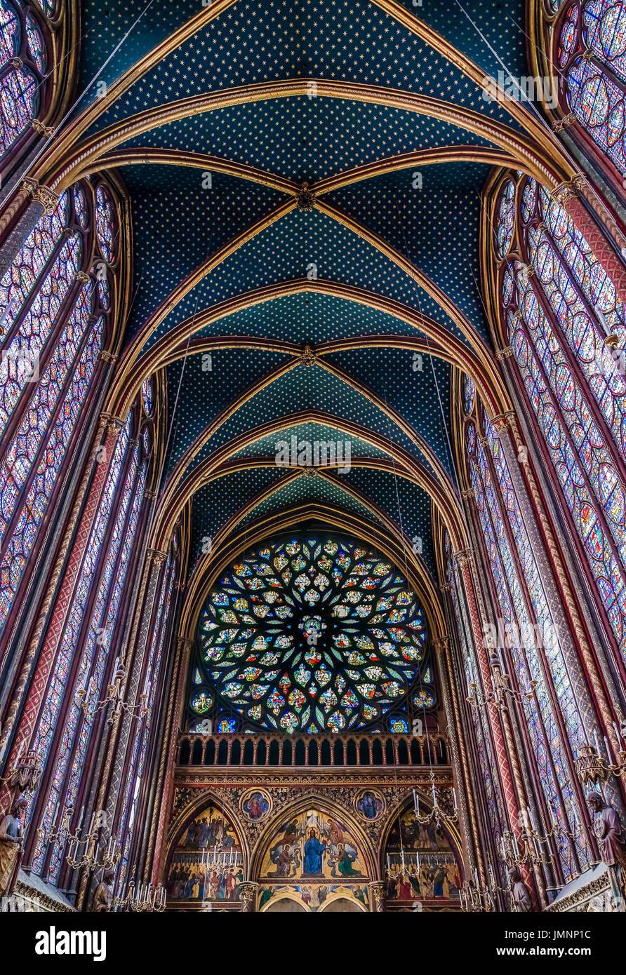 Die Rose of the Apocalypse, Saint-Chapelle, Paris, Frankreich Stockfoto