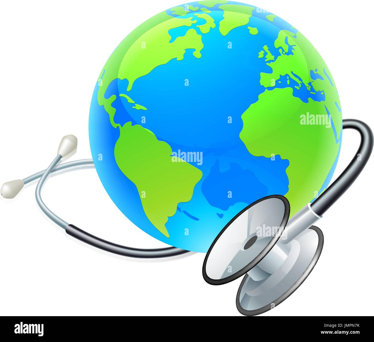 Earth-Globus Gesundheitskonzept Stethoskop Stock Vektor