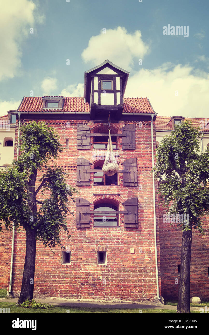 Vintage getönten Bild der Wehrmauer in Stadt Torun, Polen. Stockfoto