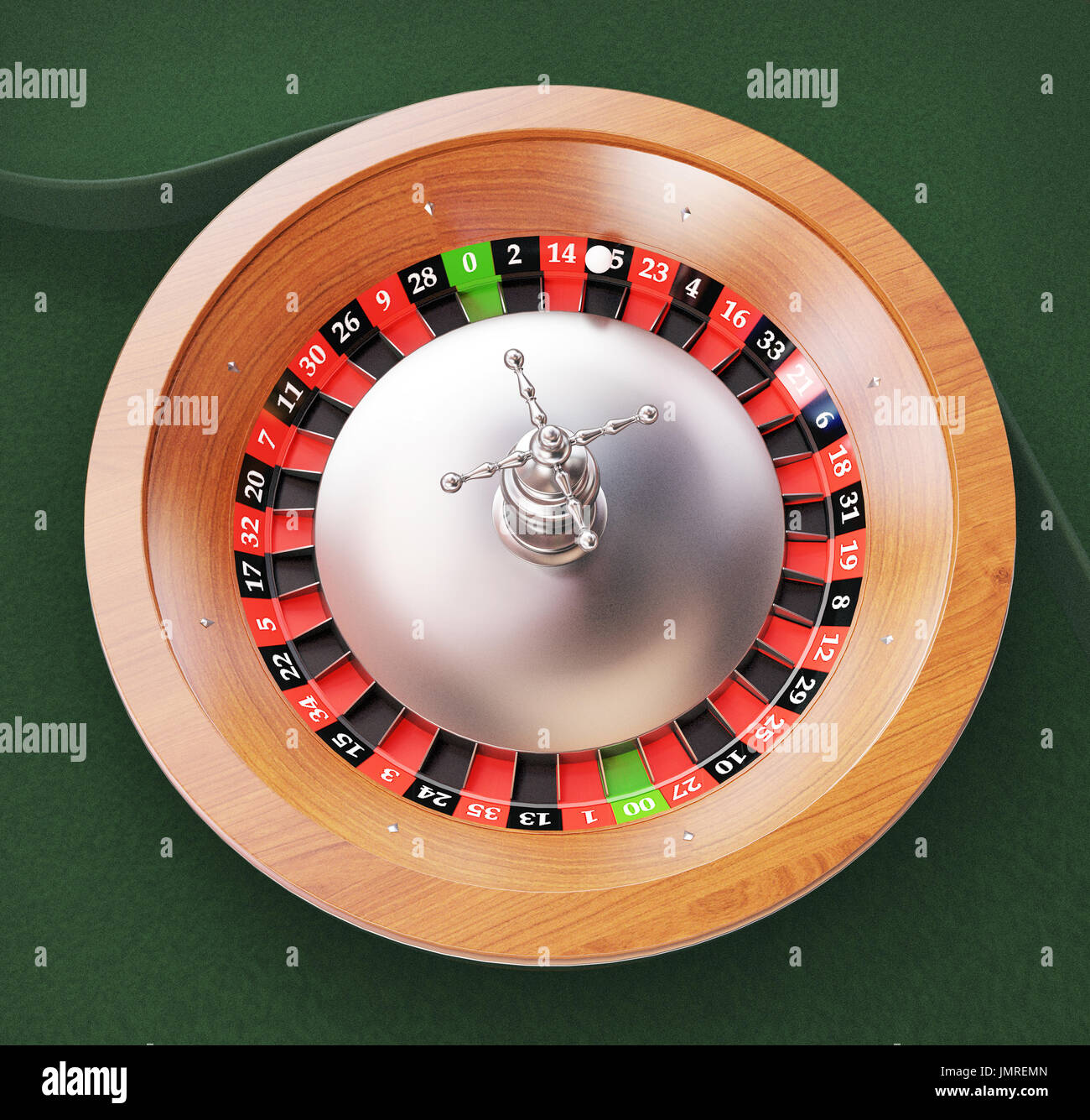 Roulette am grünen Tisch in casin Stockfoto