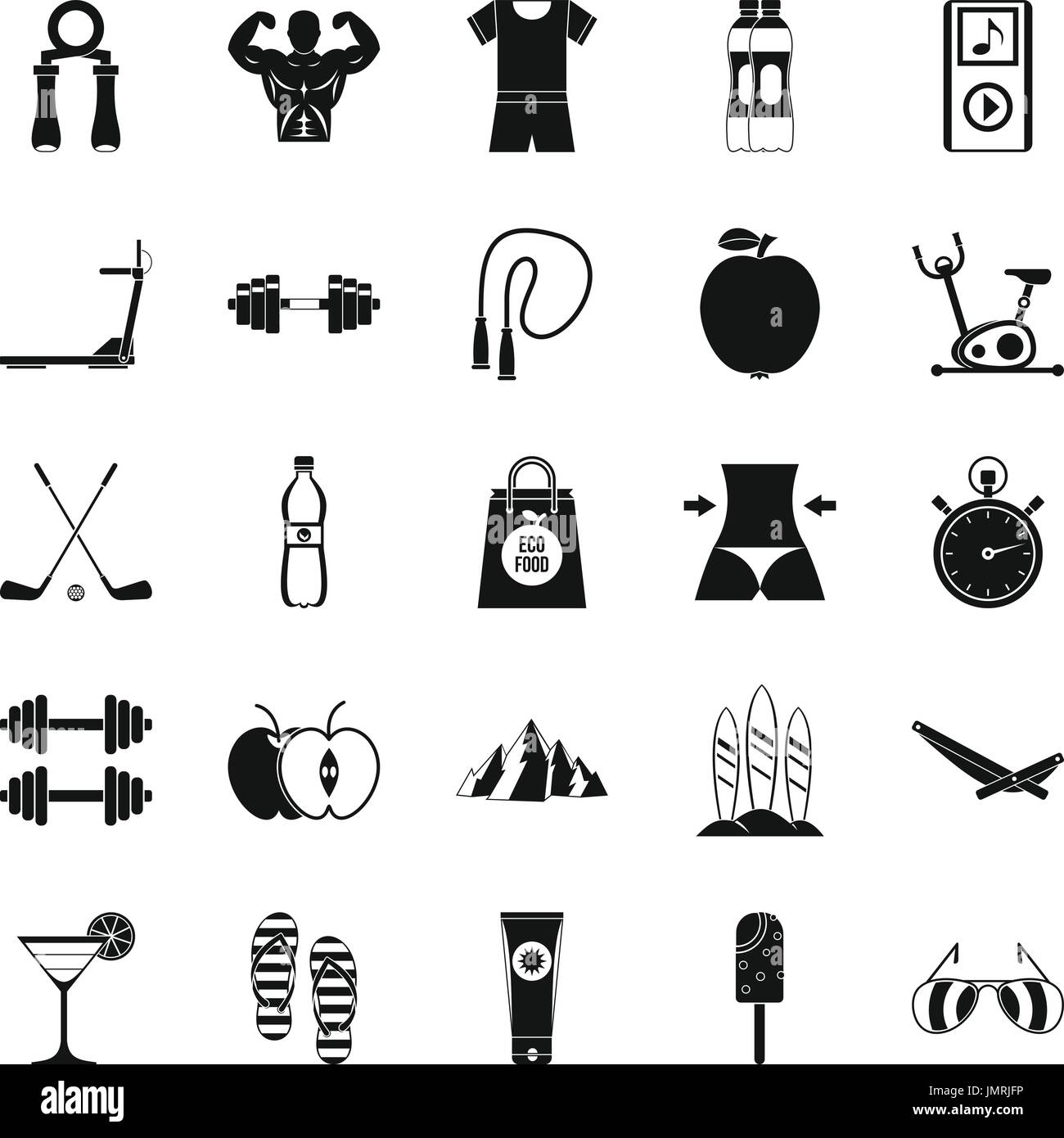 Diät-Symbole gesetzt, einfachen Stil Stock Vektor