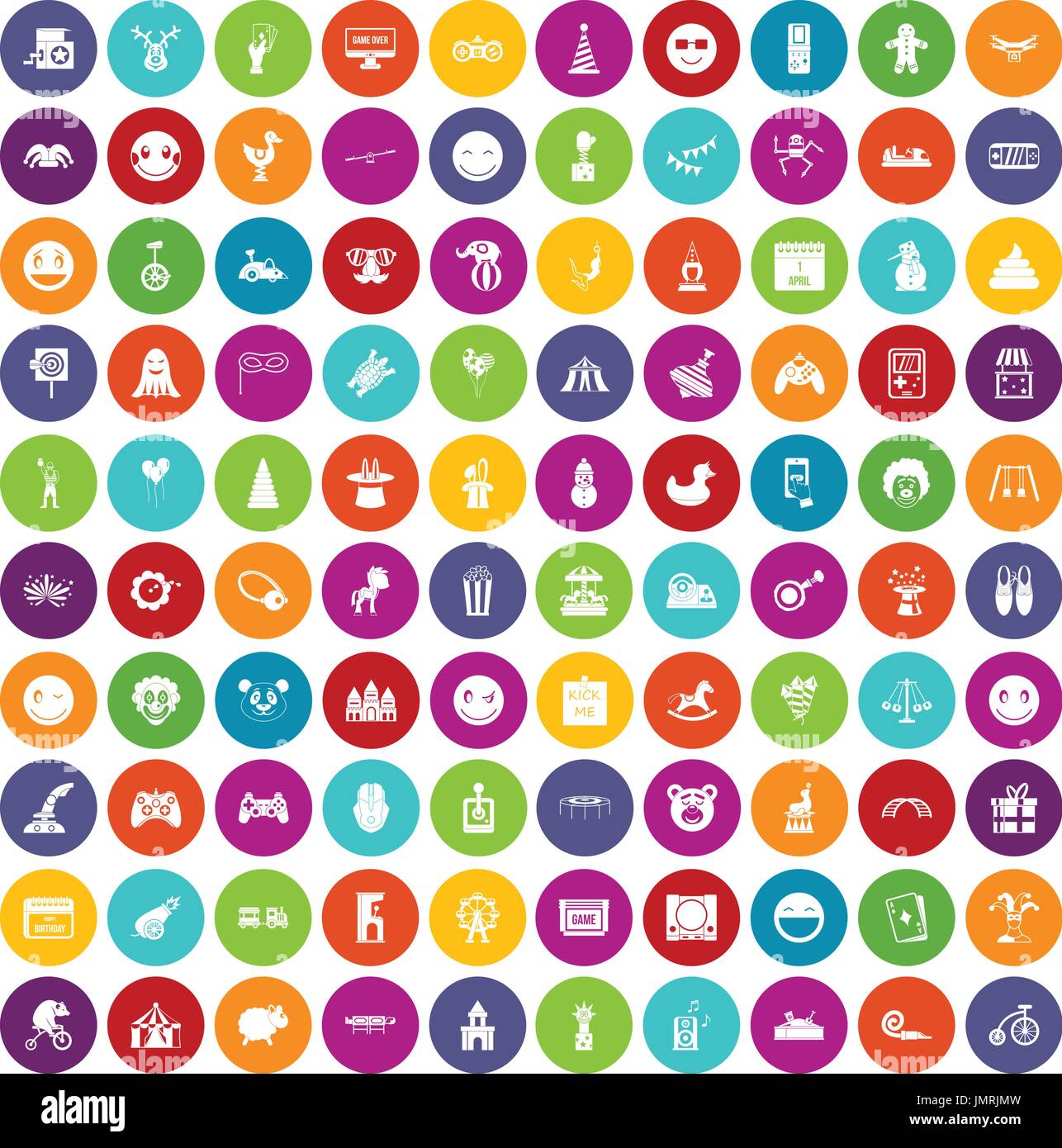 100 lustige Icons set Farbe Stock Vektor