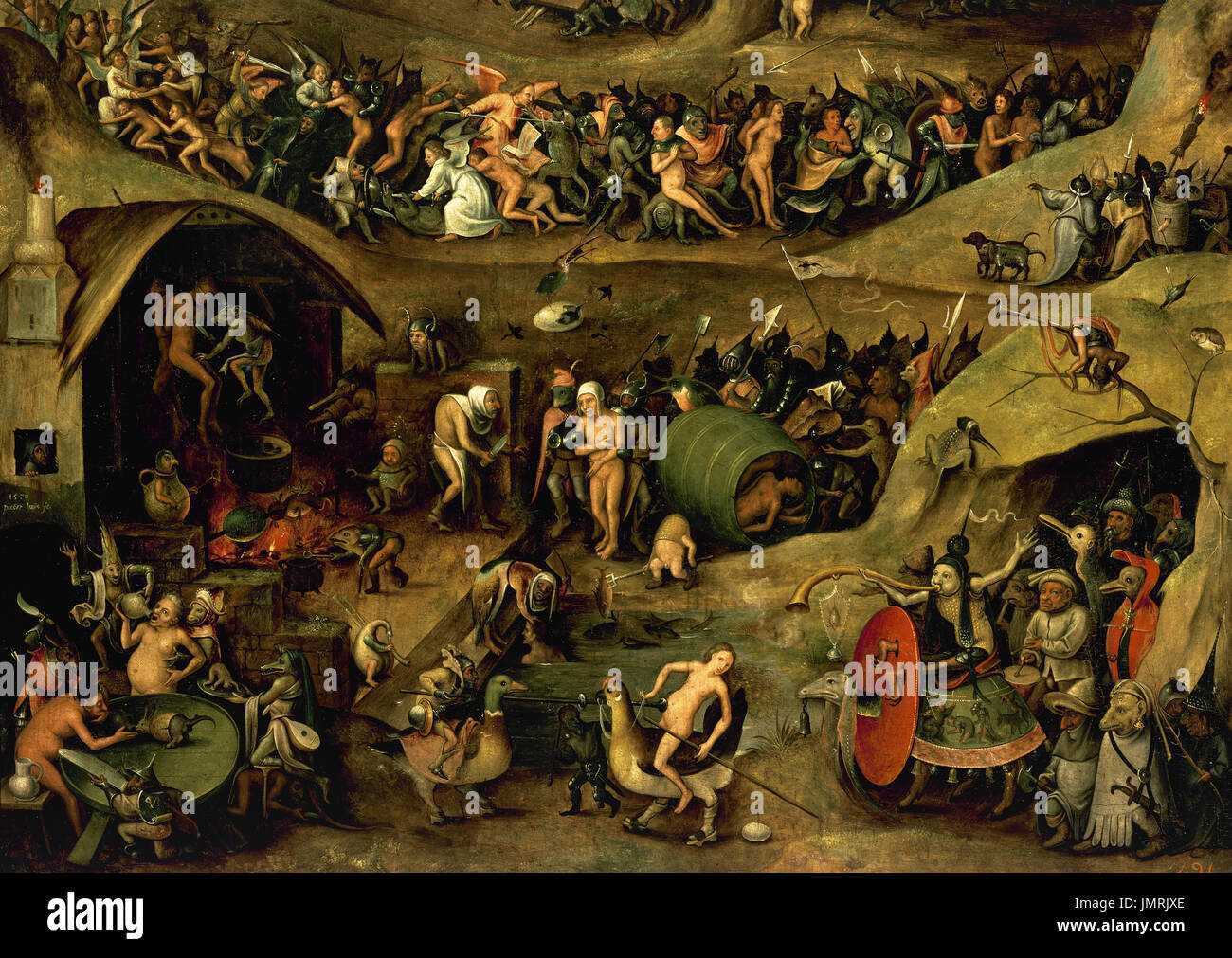 Pieter Huys (ca.1519-ca.1584). Flämischen Renaissance-Maler. Zum Teufel, 1570. Kampf der Engel, Dämonen und höllische Qualen. Prado-Museum. Madrid. Spanien. Stockfoto