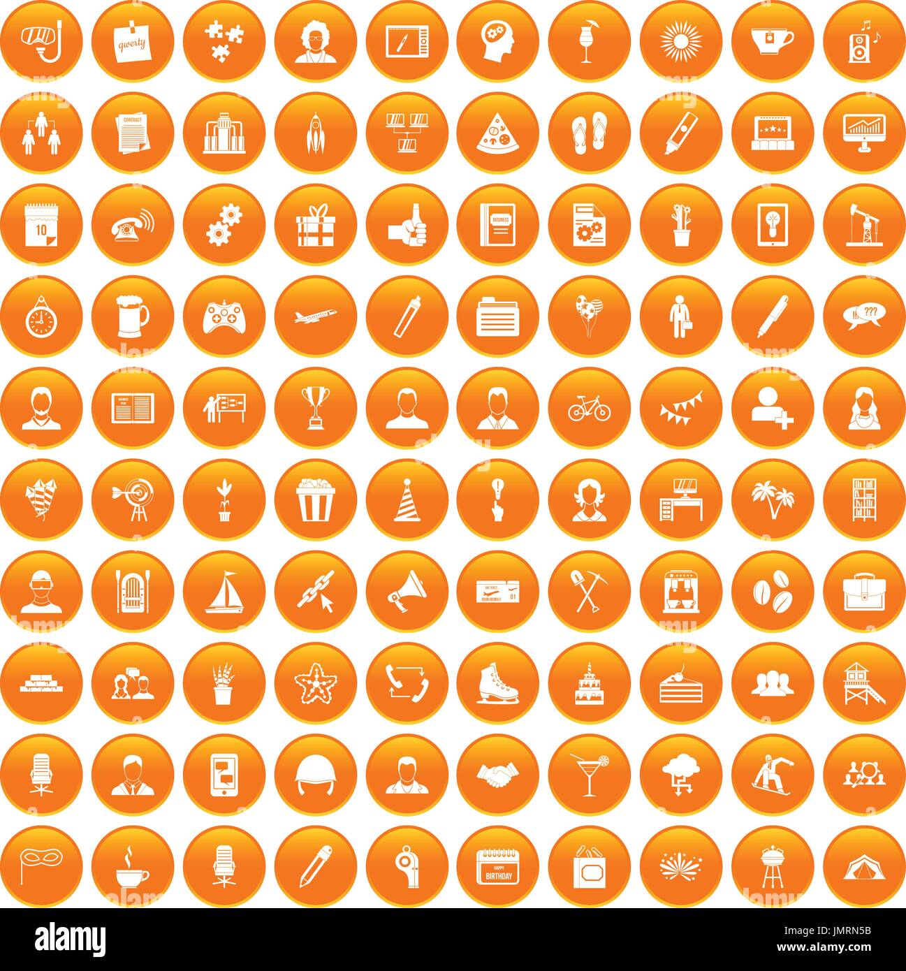 100 Team-Building-Icons set orange Stock Vektor