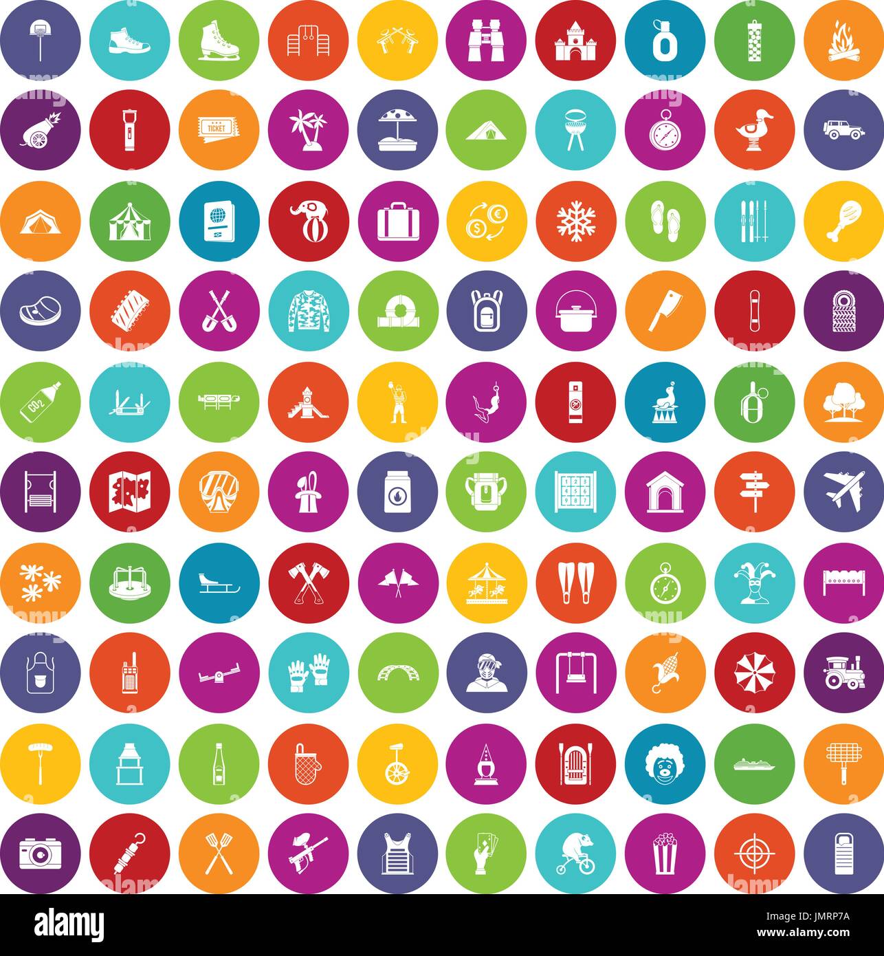 100 Urlaub Familie Icons set Farbe Stock Vektor