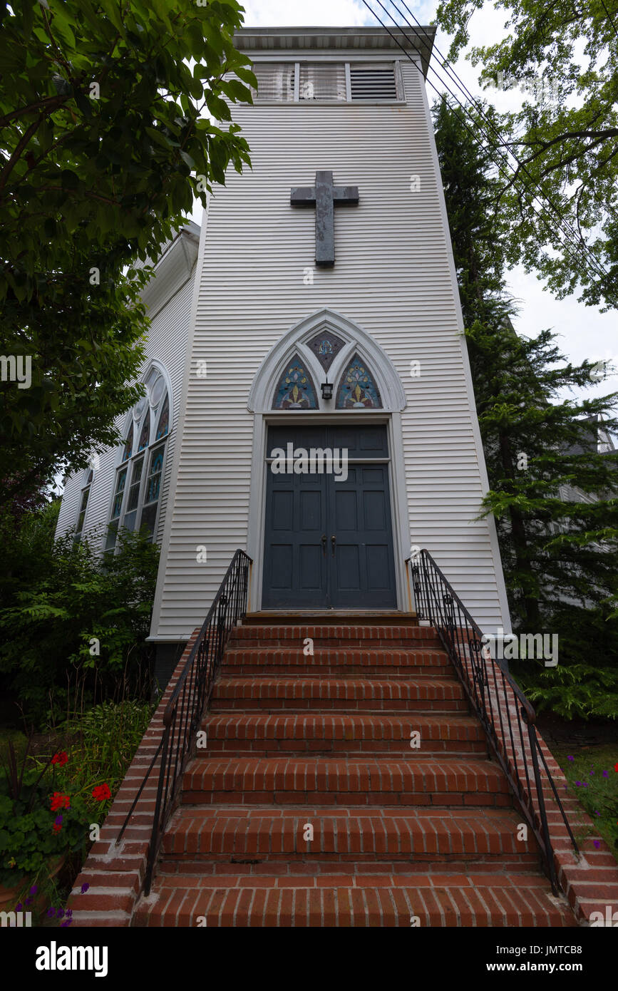 Münster, NJ USA--27. Juli 2017 Blick auf einen Eingang zu Münster reformierte Bibel. Nur zur redaktionellen Verwendung. Stockfoto