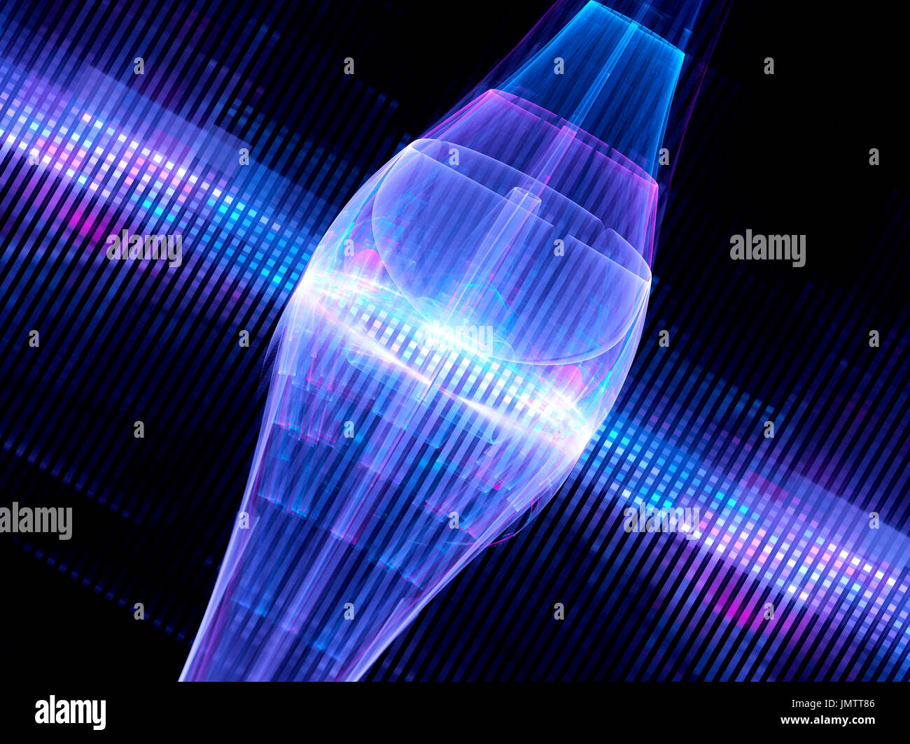 Bunt leuchtende Quantum Computer Hintergrund, Zukunftstechnologie, 3D-Rendering Stockfoto