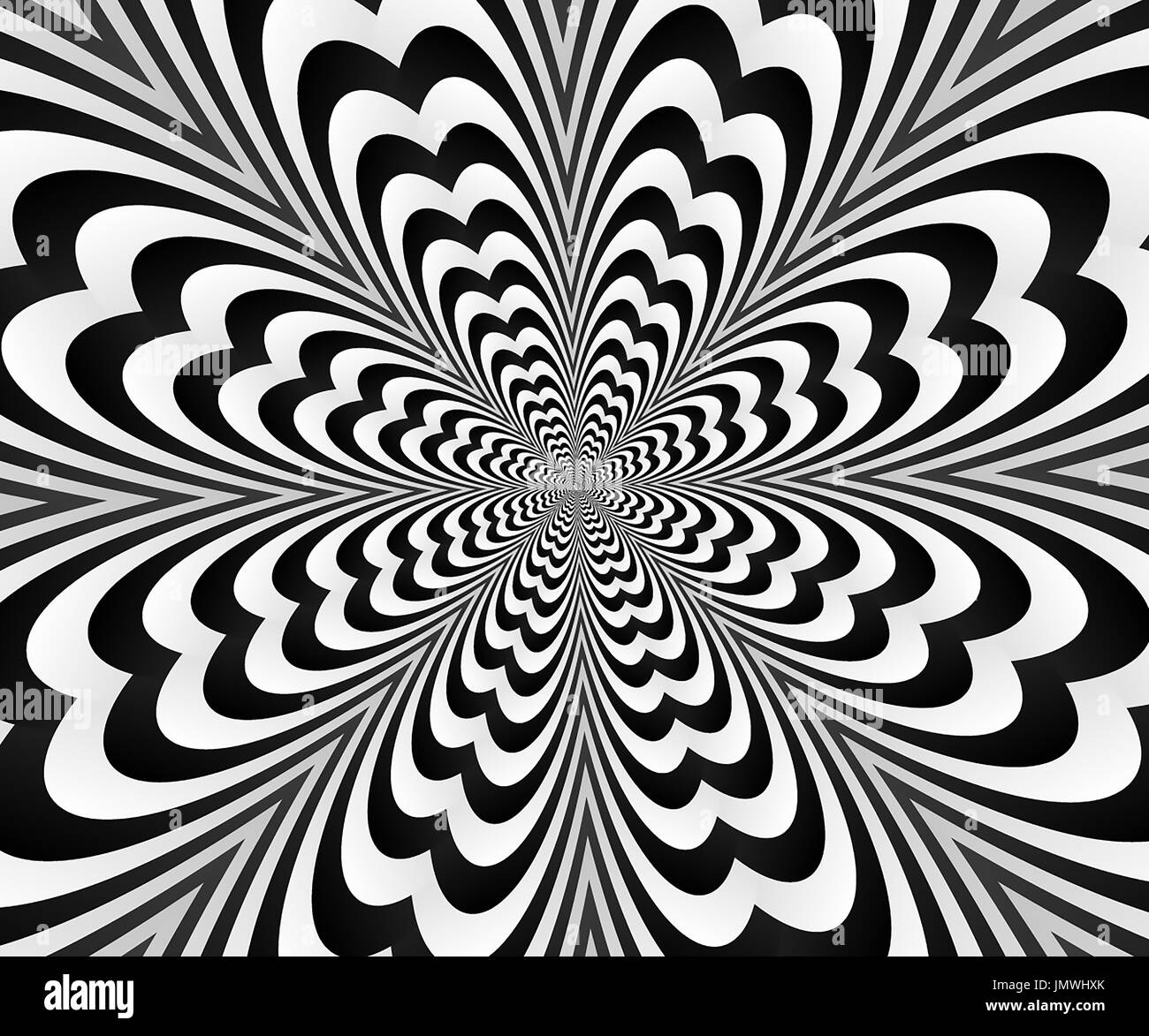 Abstrakte Spirale schwarz und weiß Hintergrund optische Täuschung Stockfoto