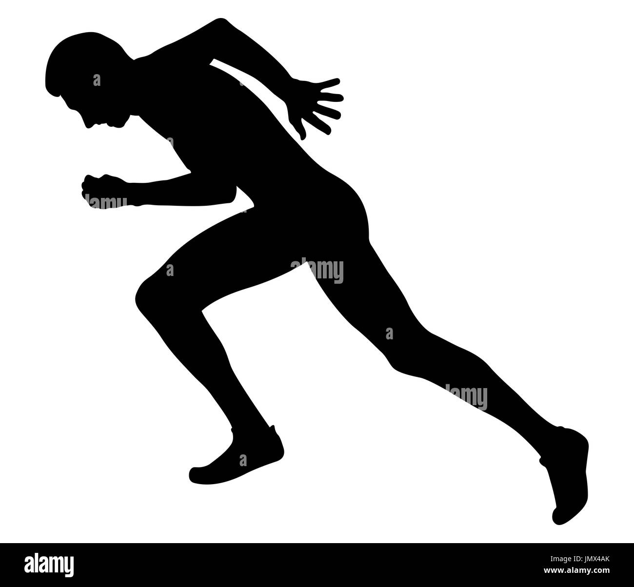 explosiven Start Mann Runner Sprinter schwarze silhouette Stockfoto