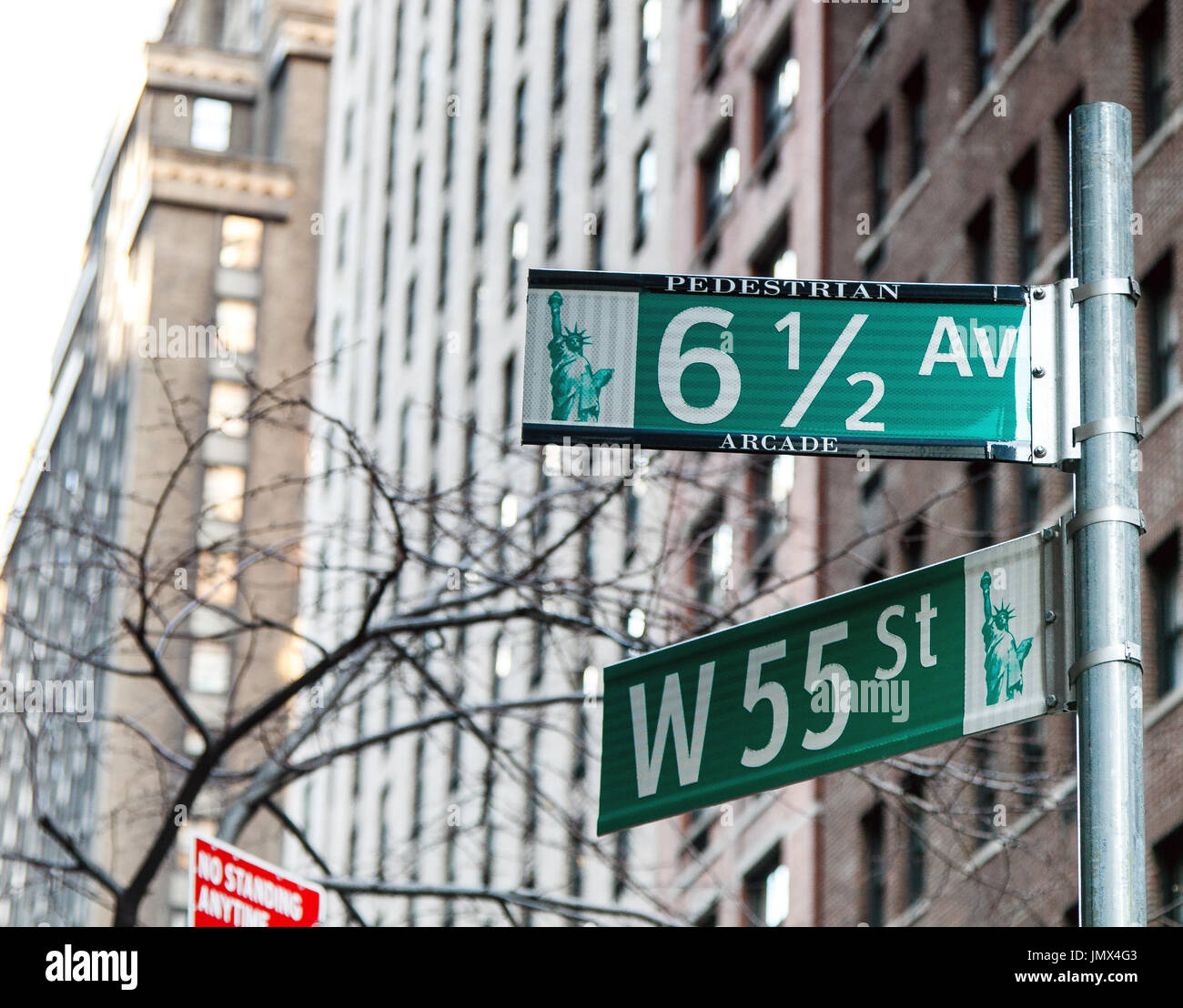 Grüne Straße Zeichen in Manhattan. Stockfoto