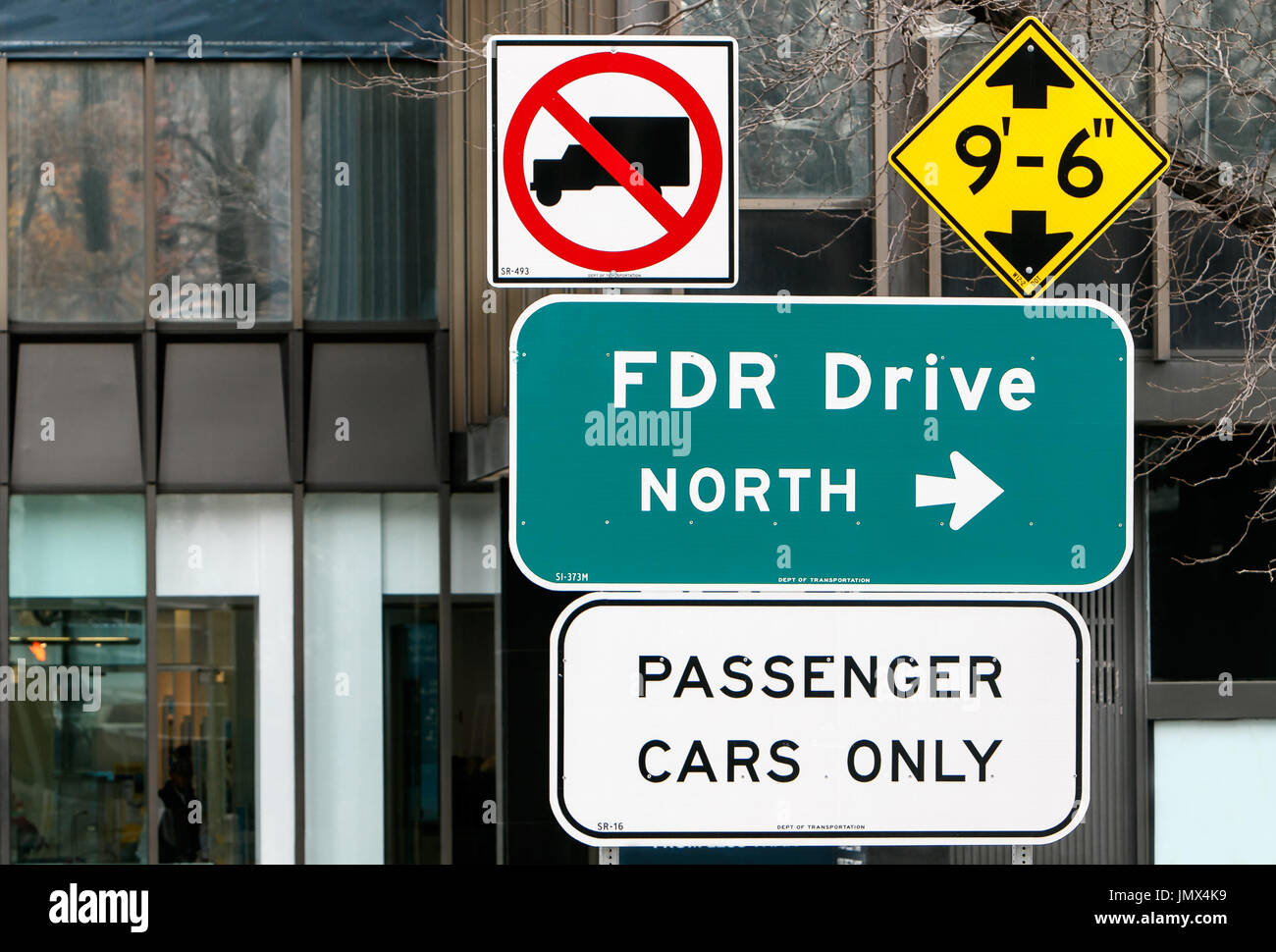 FDR Drive North Sign. FDR ist eine Autobahn, die entlang dem östlichen Rand von Manhattan. Stockfoto