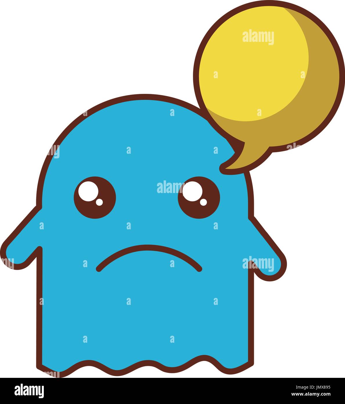 Ghost-Kawaii-Charakter mit Sprechblase Stock Vektor