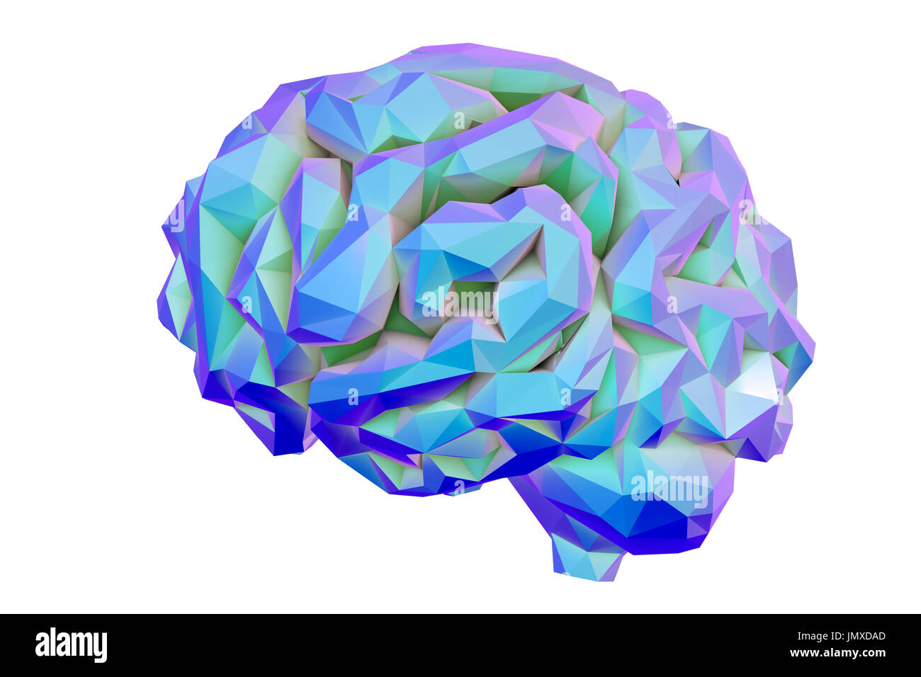 Menschliche Gehirn, niedrig-polygonale Computer Illustration. Stockfoto