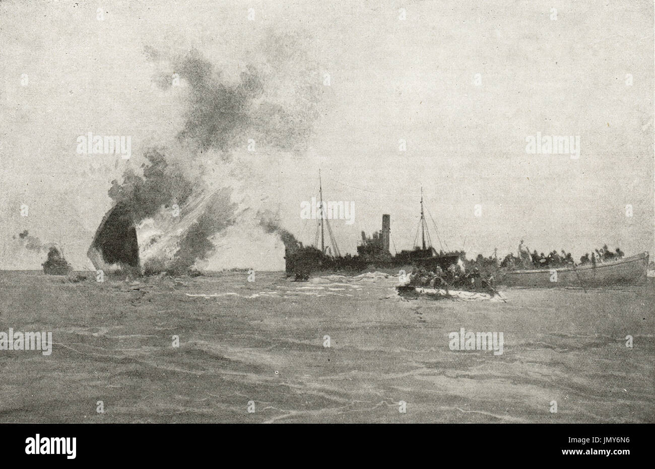 HMT Aragon sinken, 30. Dezember 1917 Stockfoto