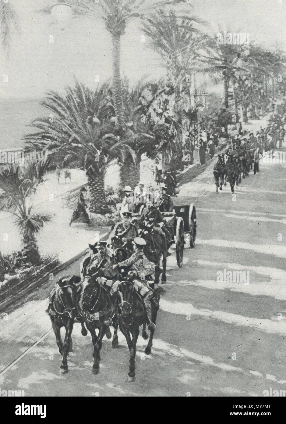 Britische Artillerie auf dem Marsch, italienischen Front, 1917 Stockfoto