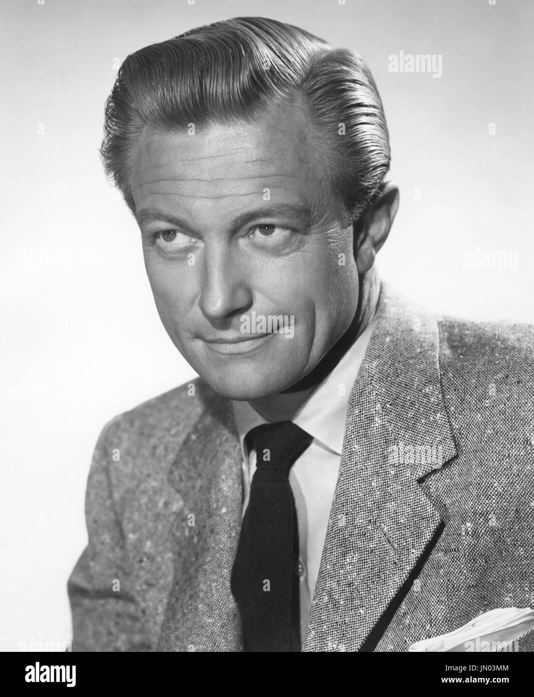 Richard Denning, Portrait Werbung für den Film, 'Die krummen Web', Columbia Pictures, 1955 Stockfoto