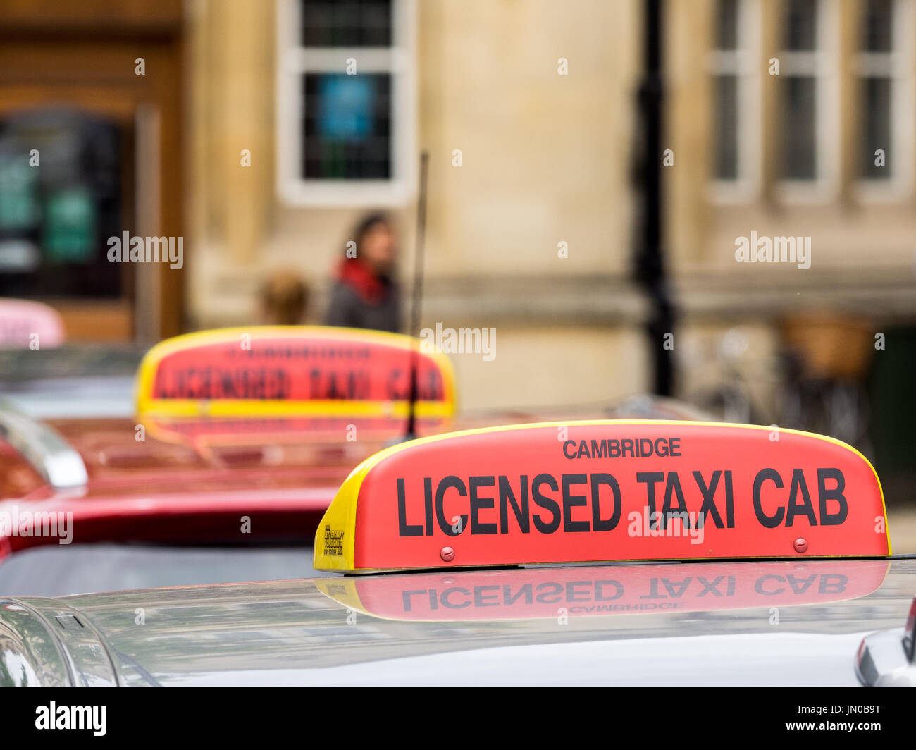 Lizenzierte Taxis in zentralen Cambridge UK Stockfoto