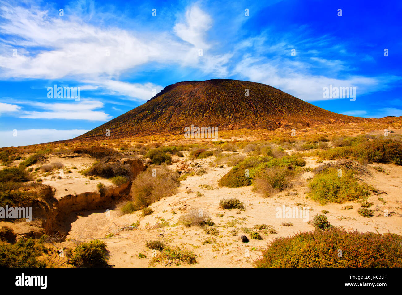 Montana Amarilla, La Graciosa, Lanzarote, Kanarische Inseln, Spanien. Stockfoto