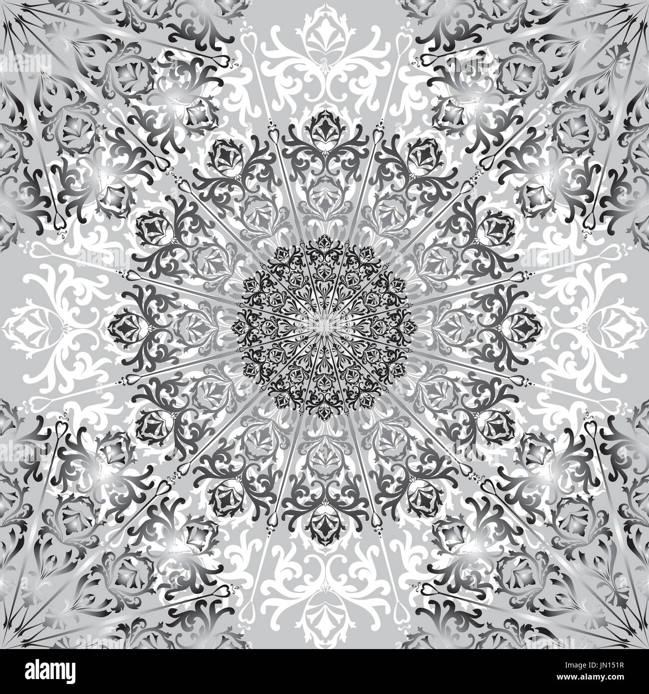 Quadratische Blumenmuster. Chinesisches Porzellan Malstil strukturierte Tapeten. Aquarell Tusch Hintergrund. Stockfoto