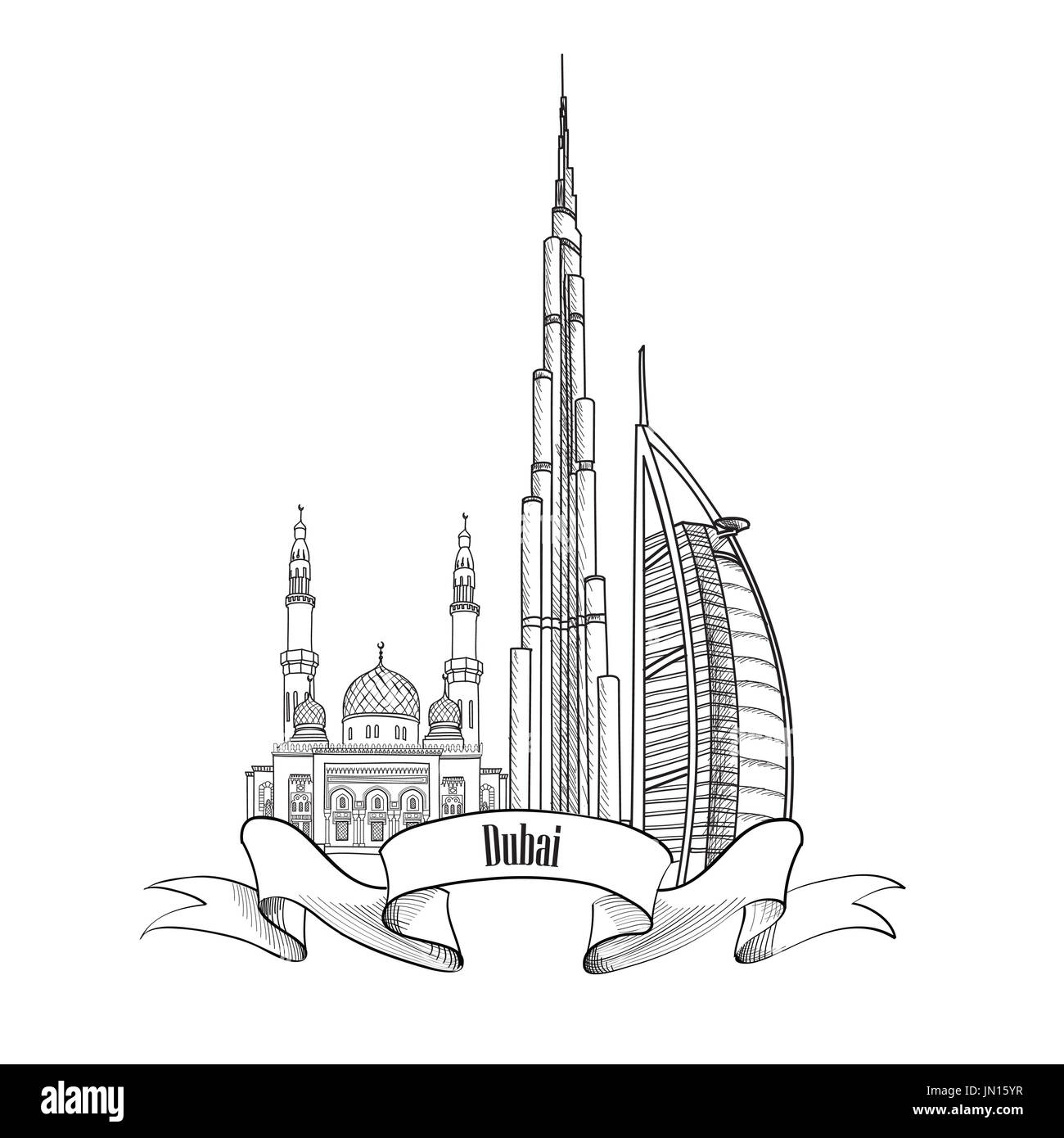 Reisen vae Symbol. Dubai City label. Stockfoto