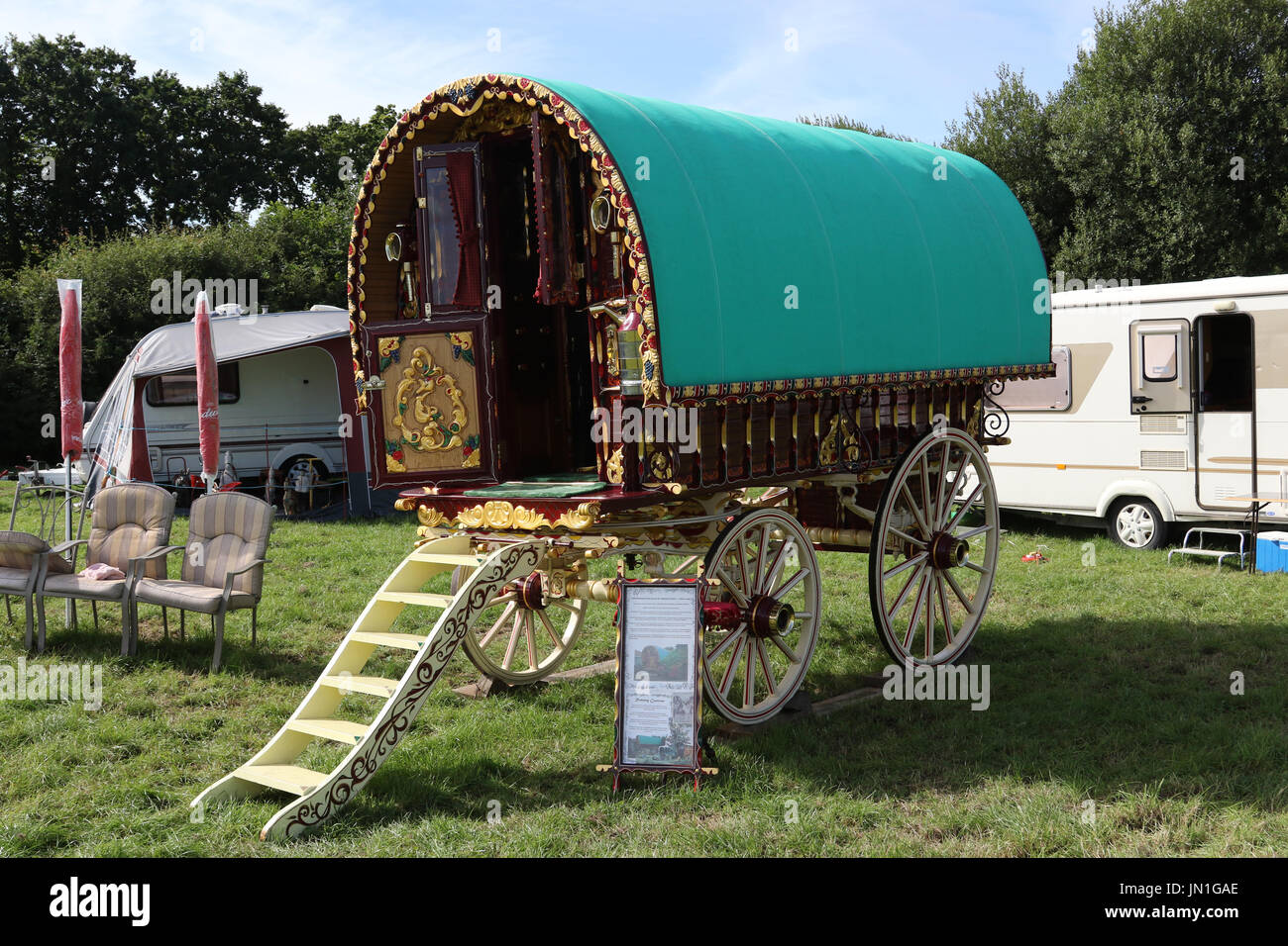 Roma Wohnwagen am Ringmer Dampf- und Country Show 2017 Stockfoto