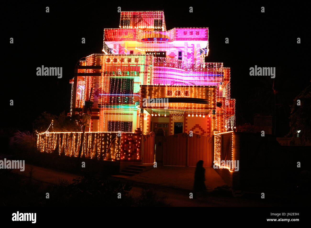 Hochzeit-Lichter irgendwo in Punjab Pakistan Stockfoto