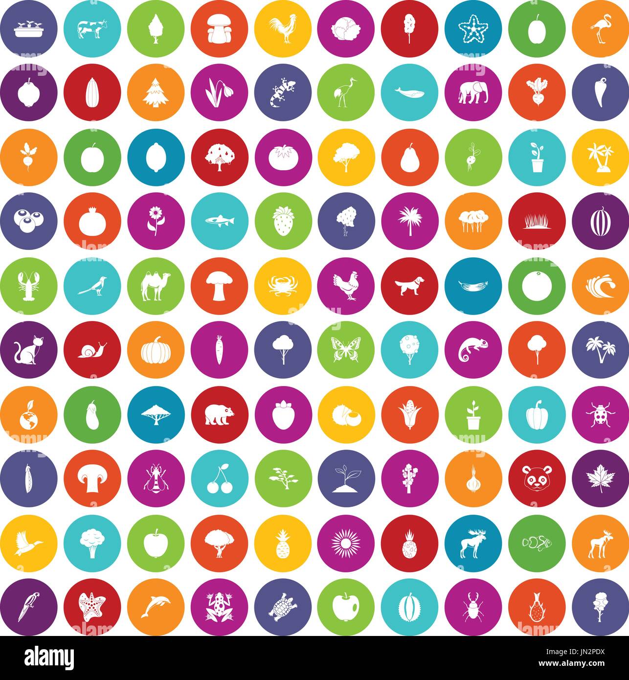 100 live Natur Icons set Farbe Stock Vektor