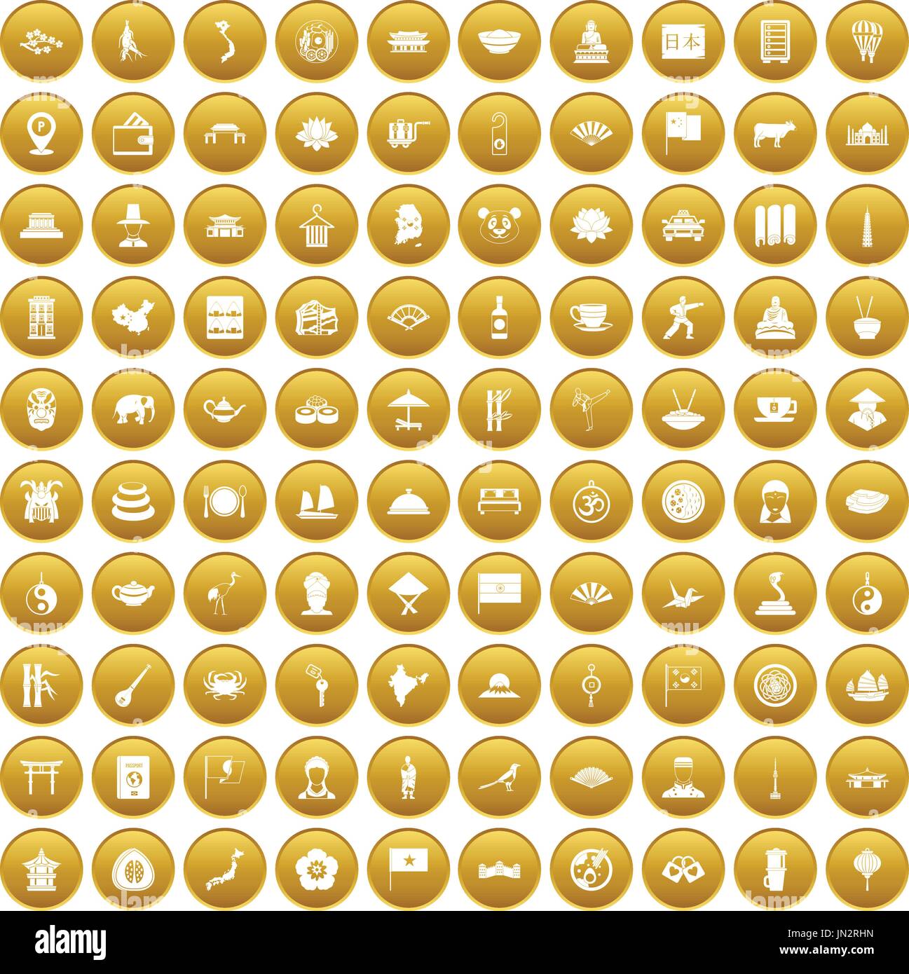 100 Teller Icons set gold Stock Vektor