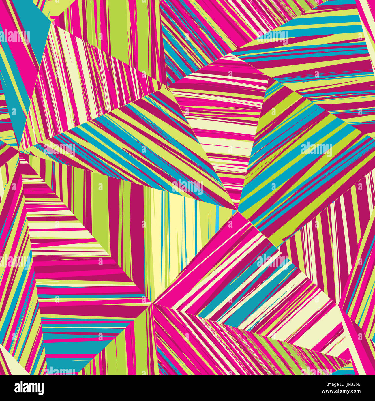 Abstrakte Linie geometrische nahtlose Muster im angesagten 60er Jahre Stoff Stil. Hand gezeichnet Fliesen- Hintergrund Stockfoto