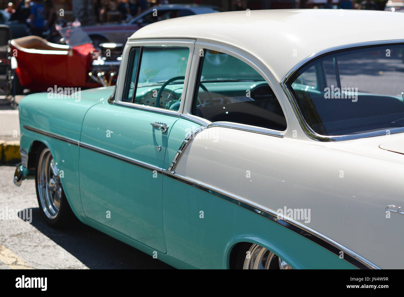 Leichte blaue Oldtimer Stockfoto