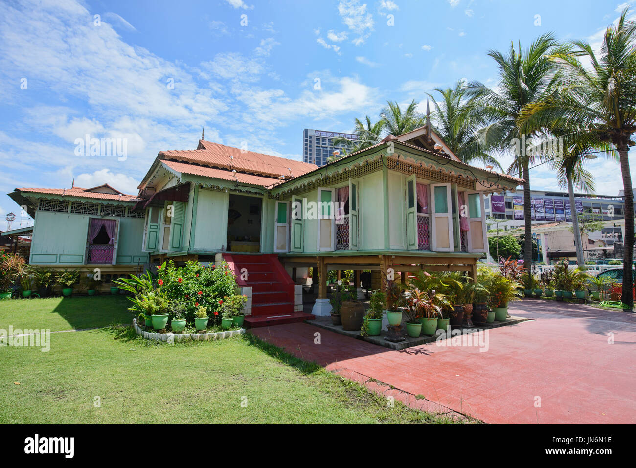 Außenbereich der Villa Sentosa erhalten traditionelle Heimat und lebendes Museum in Kampung Morten, Malacca, Malaysia Stockfoto