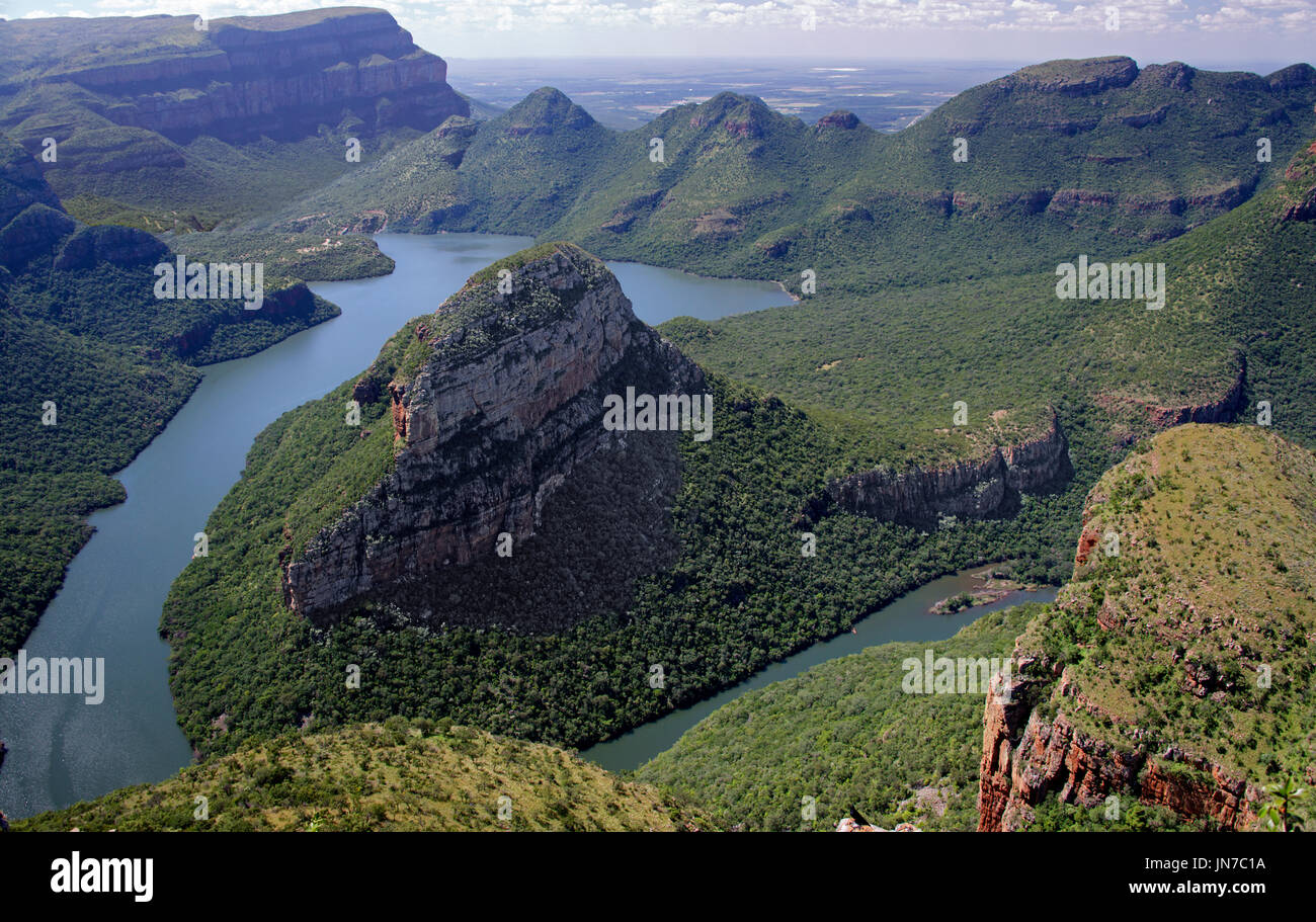 Panoramablick auf Blyde River und Reservoir Blyde River Canyon Mpumalanga Südafrika Stockfoto