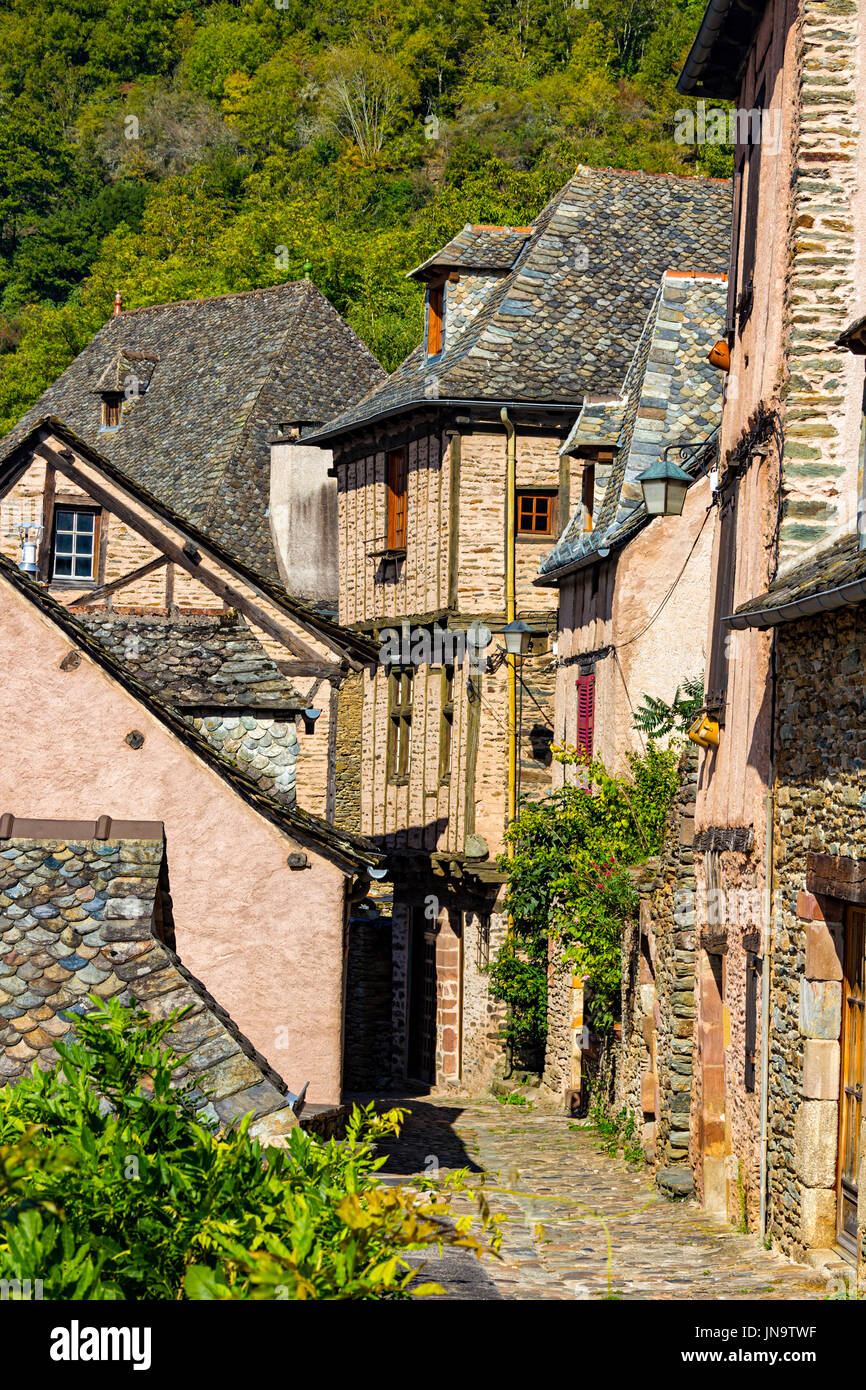 Fahrspuren in Conque, Aveyron, Frankreich Stockfoto