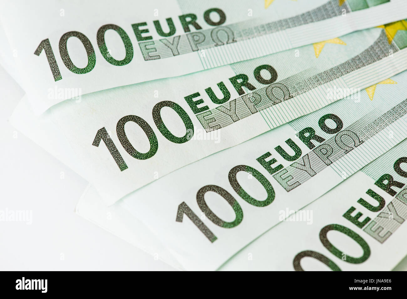 Verschiedene Arten von Euro-Banknoten zusammen Stockfoto