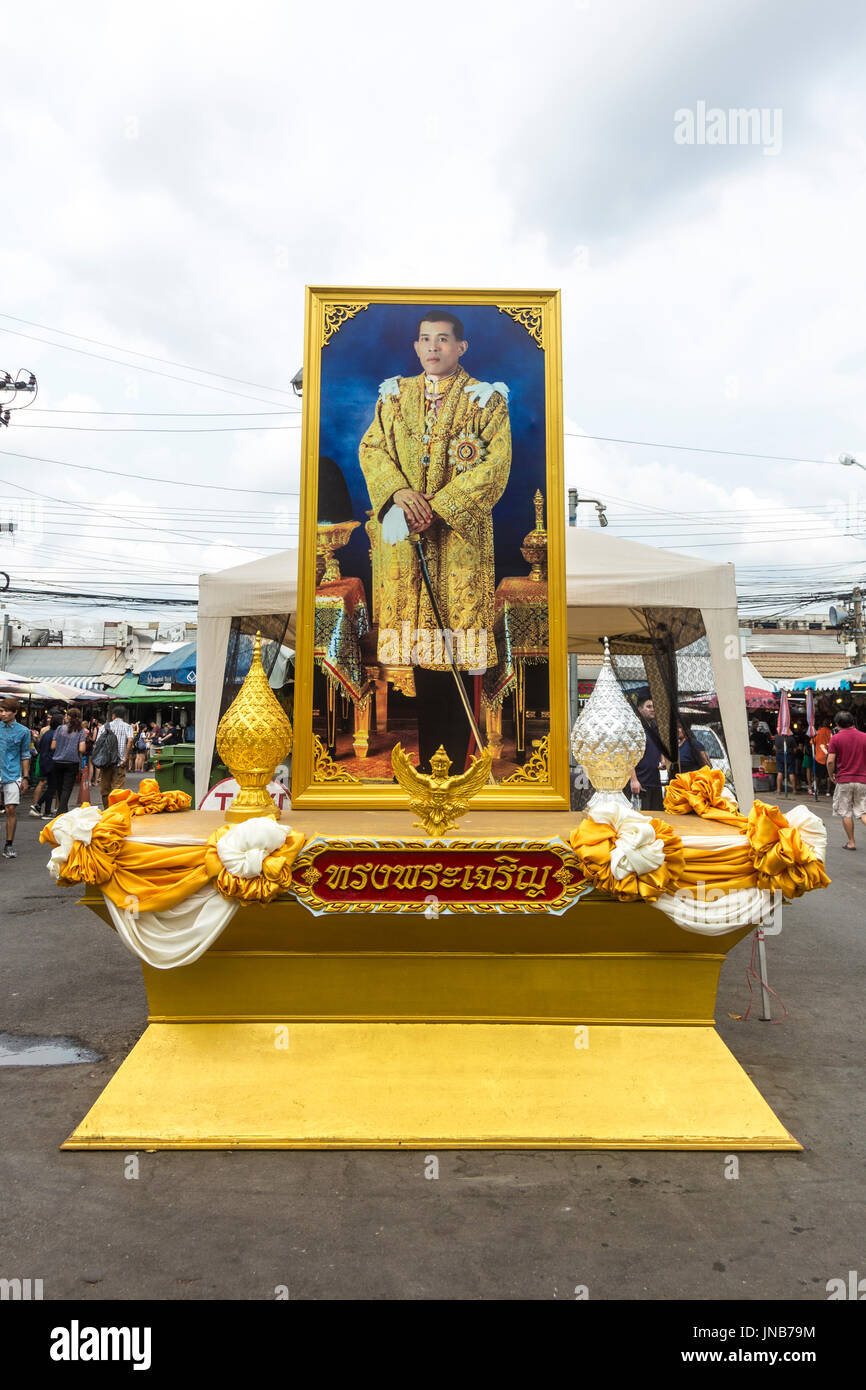 Schrein, Maha Vajiralongkorn Bodindradebayavarangkun, König von Thailand aka Rama X Stockfoto