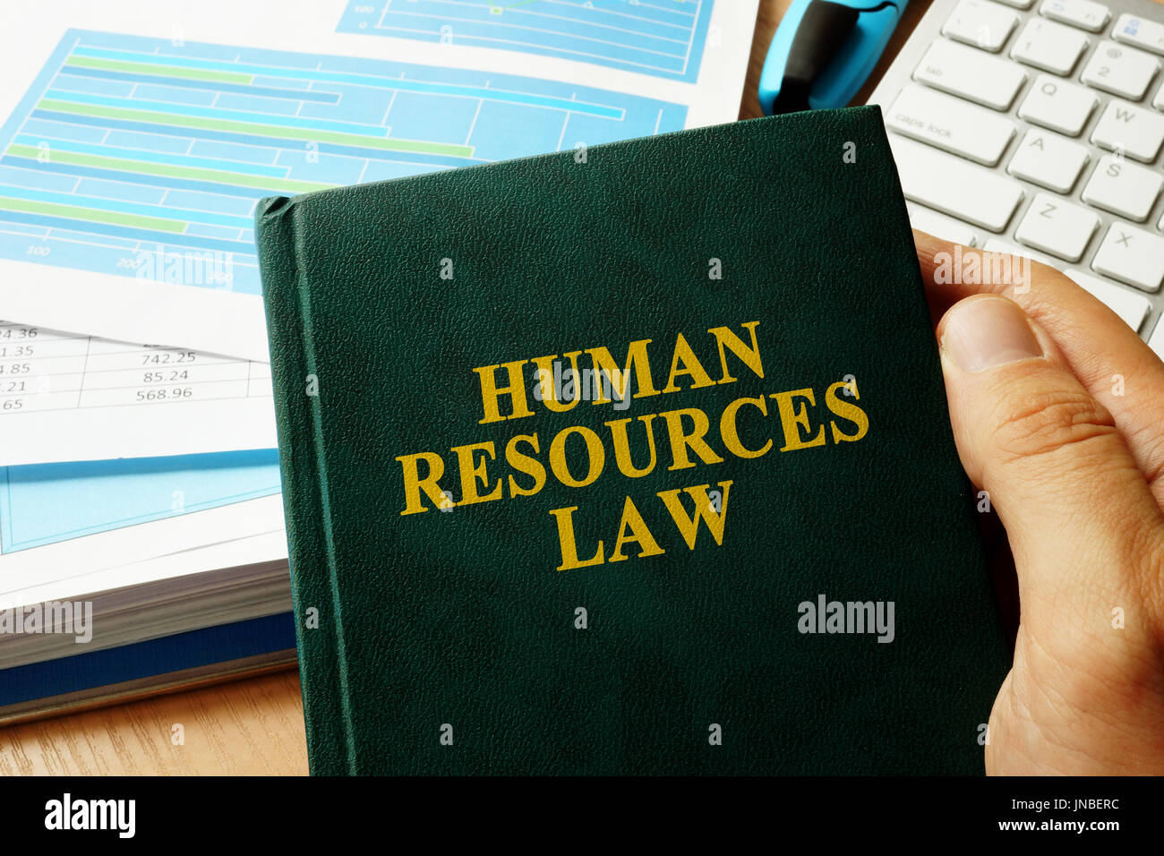 Buch mit Titel Human Resources HR Recht. Stockfoto