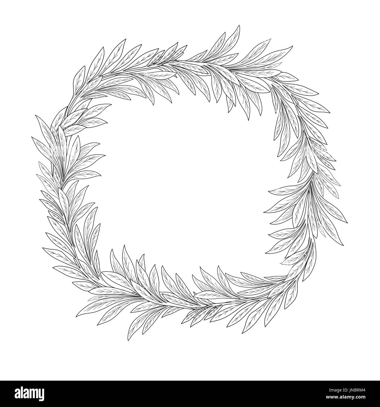 Floraler Hintergrund. Gravur Blätter gedeihen Grenze. Plam Blatt Zweig Frame-Vektor-illustration Stockfoto