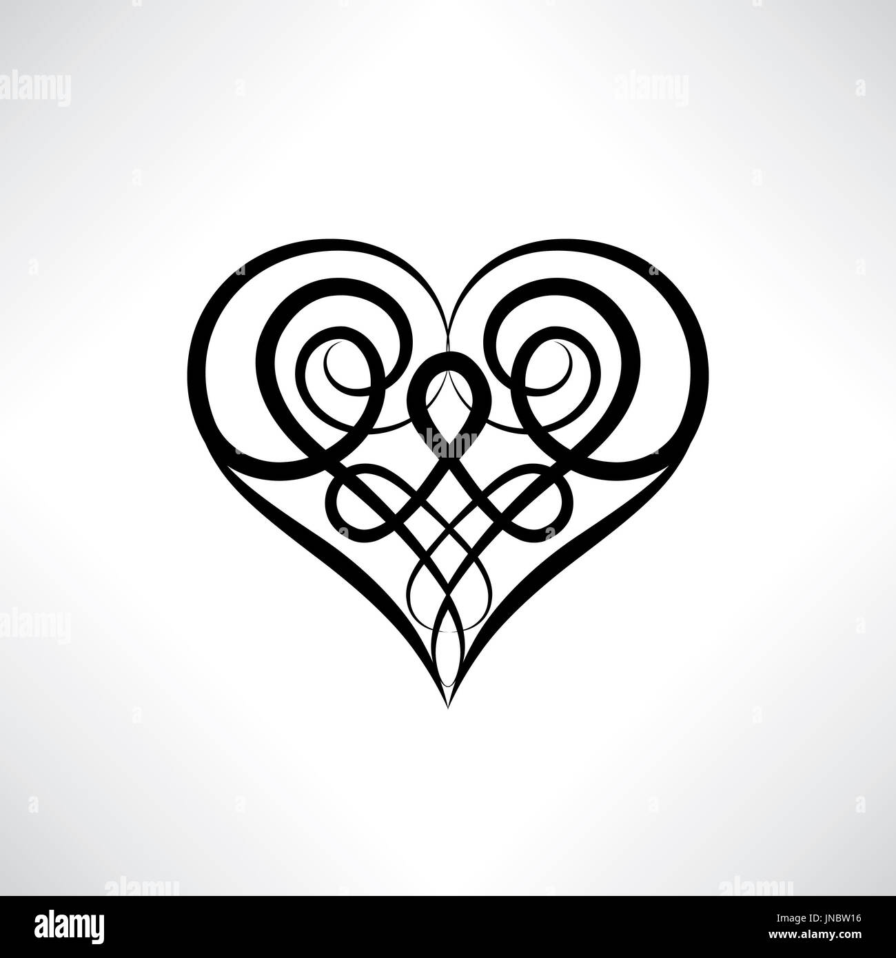 Herzform Symbol isoliert. liebe herz Amulett in alten keltischen ornamentalen Stil. Stockfoto
