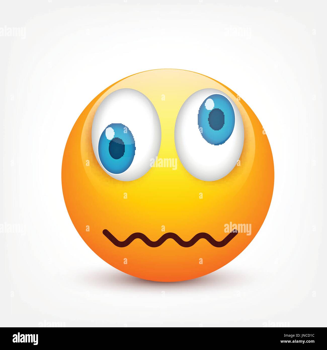 Smiley mit blauen Augen Emoticon. Gelbes Gesicht mit Emotionen