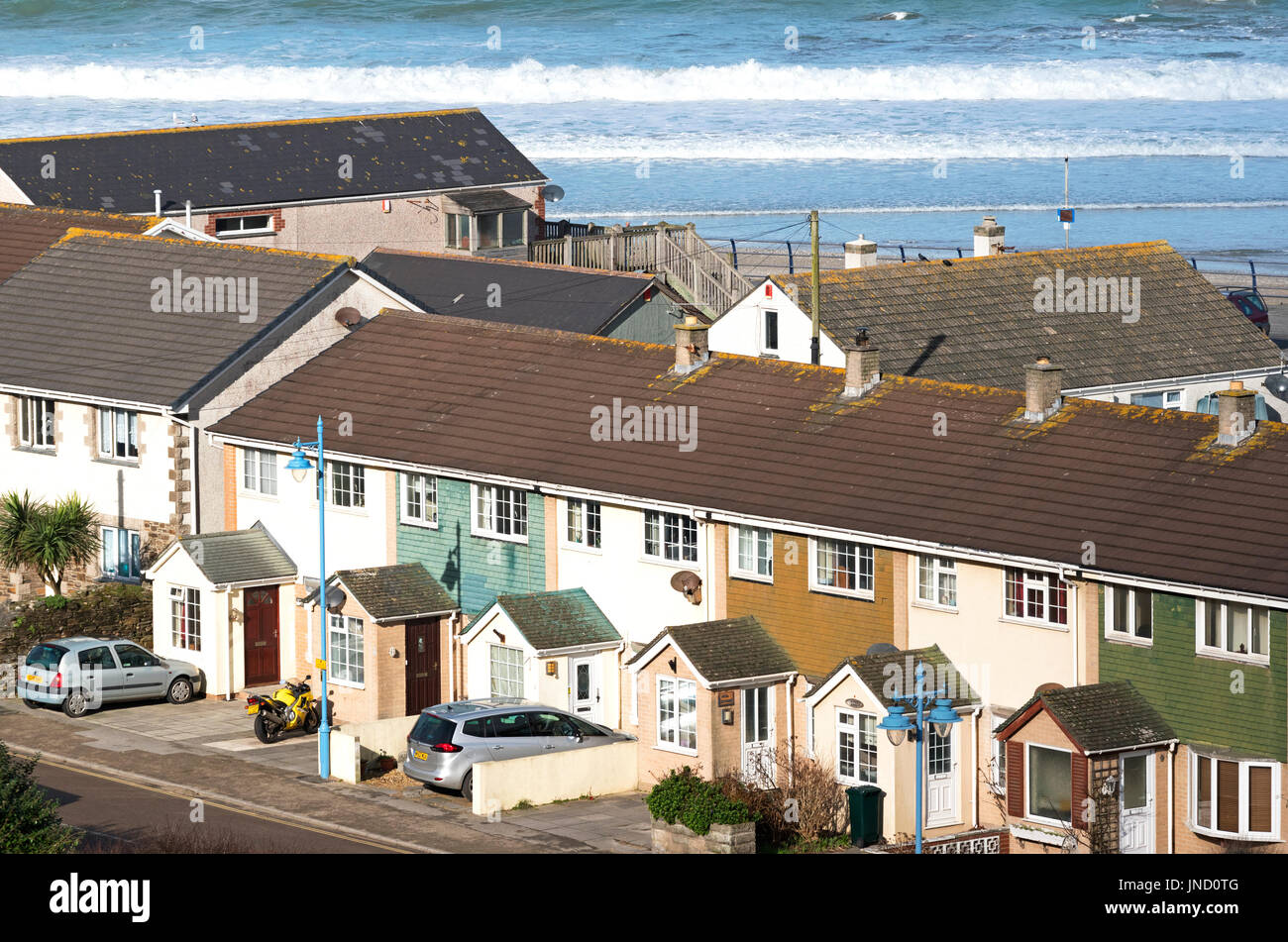 Häuser in dem Dorf an der Küste von Portreath, Cornwall, England, uk. Stockfoto