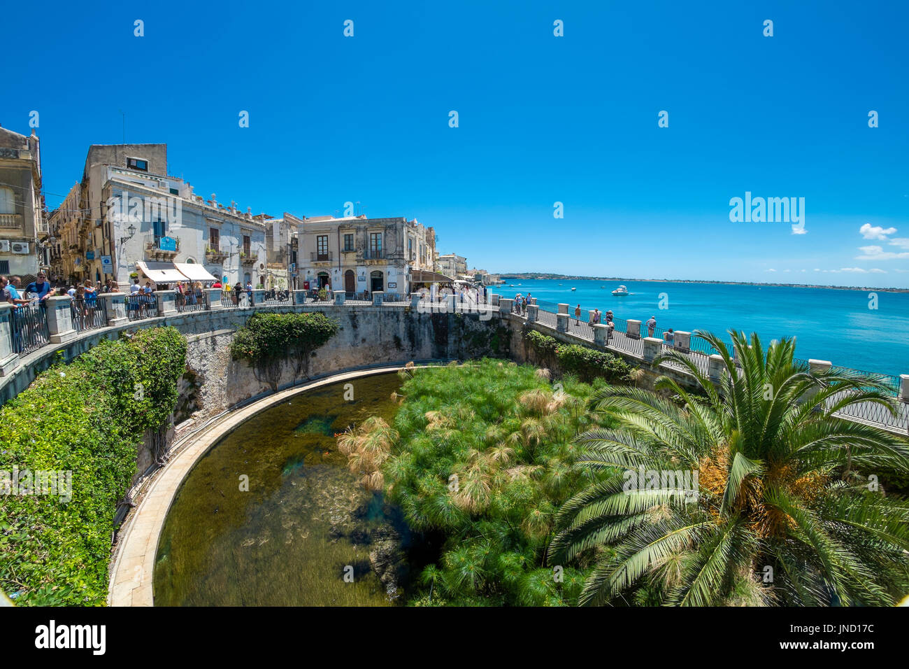 Die Quelle der Arethusa ist ein Brunnen auf der Insel Ortigia im ...