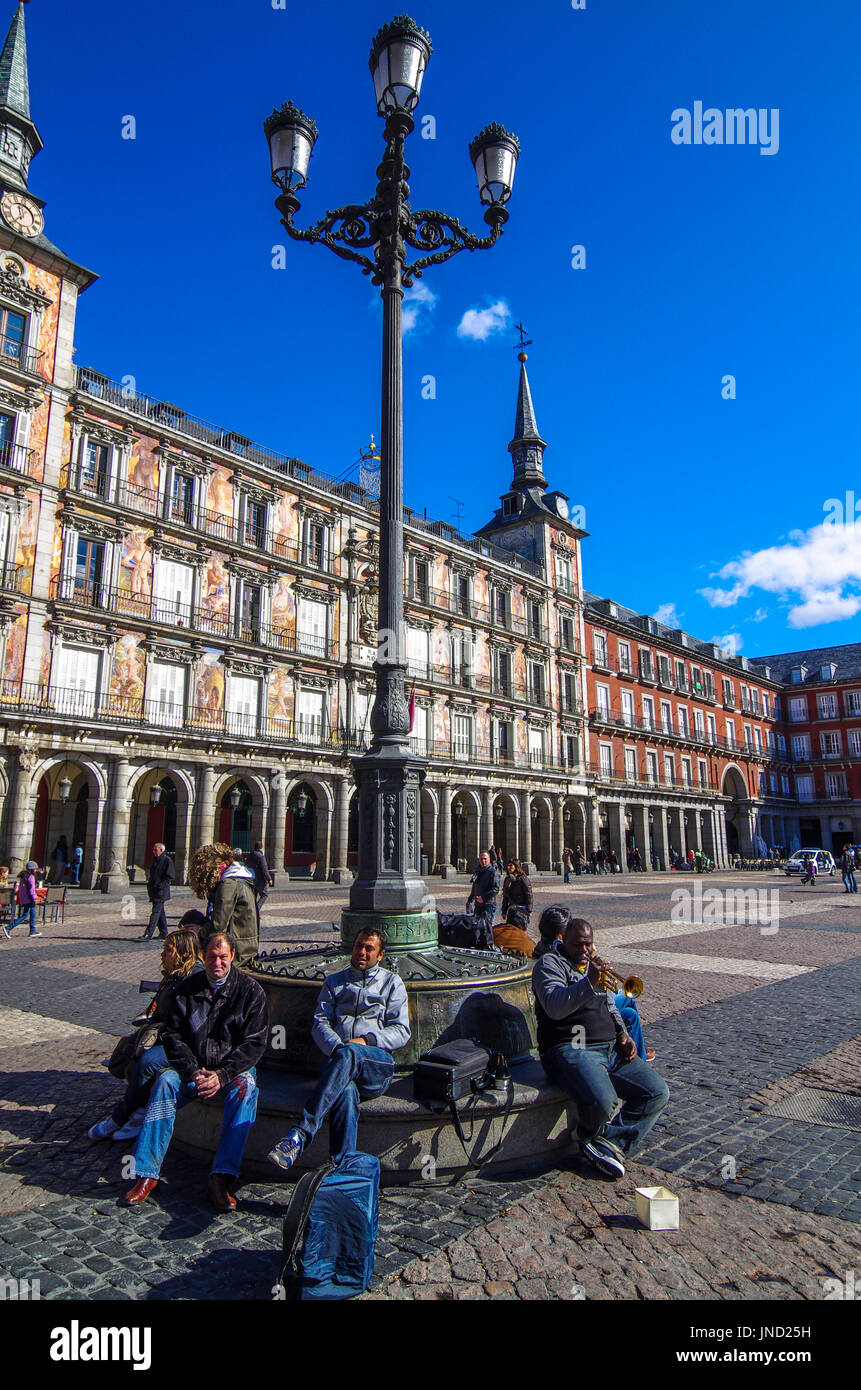 Plaza Mayor, dem Hauptplatz in der spanischen Hauptstadt Madrid Stockfoto