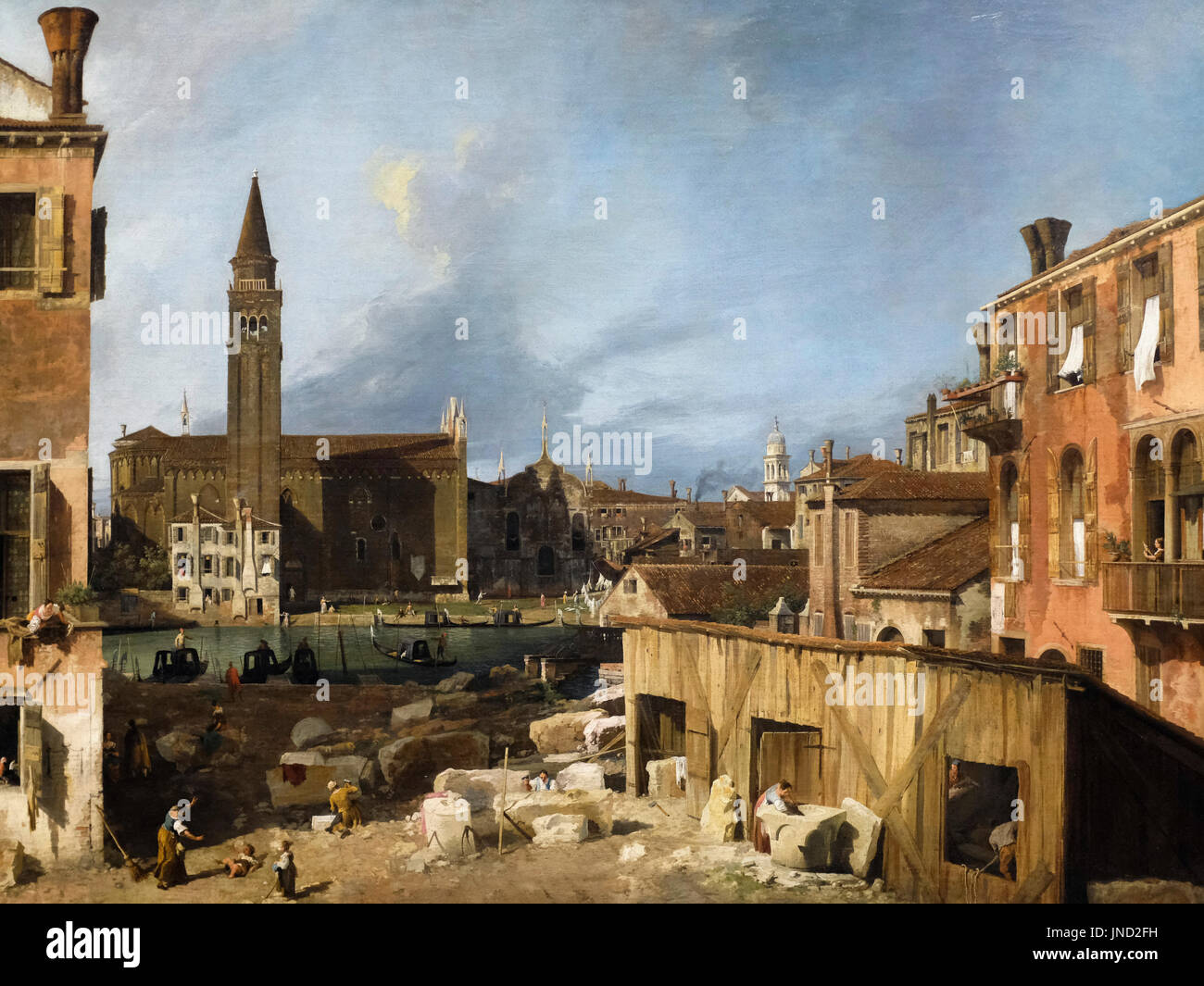 Venedig: Campo S Vidal und Santa Maria della Carita (The Steinmetz Yard), ca. 1728 - Canaletto Stockfoto