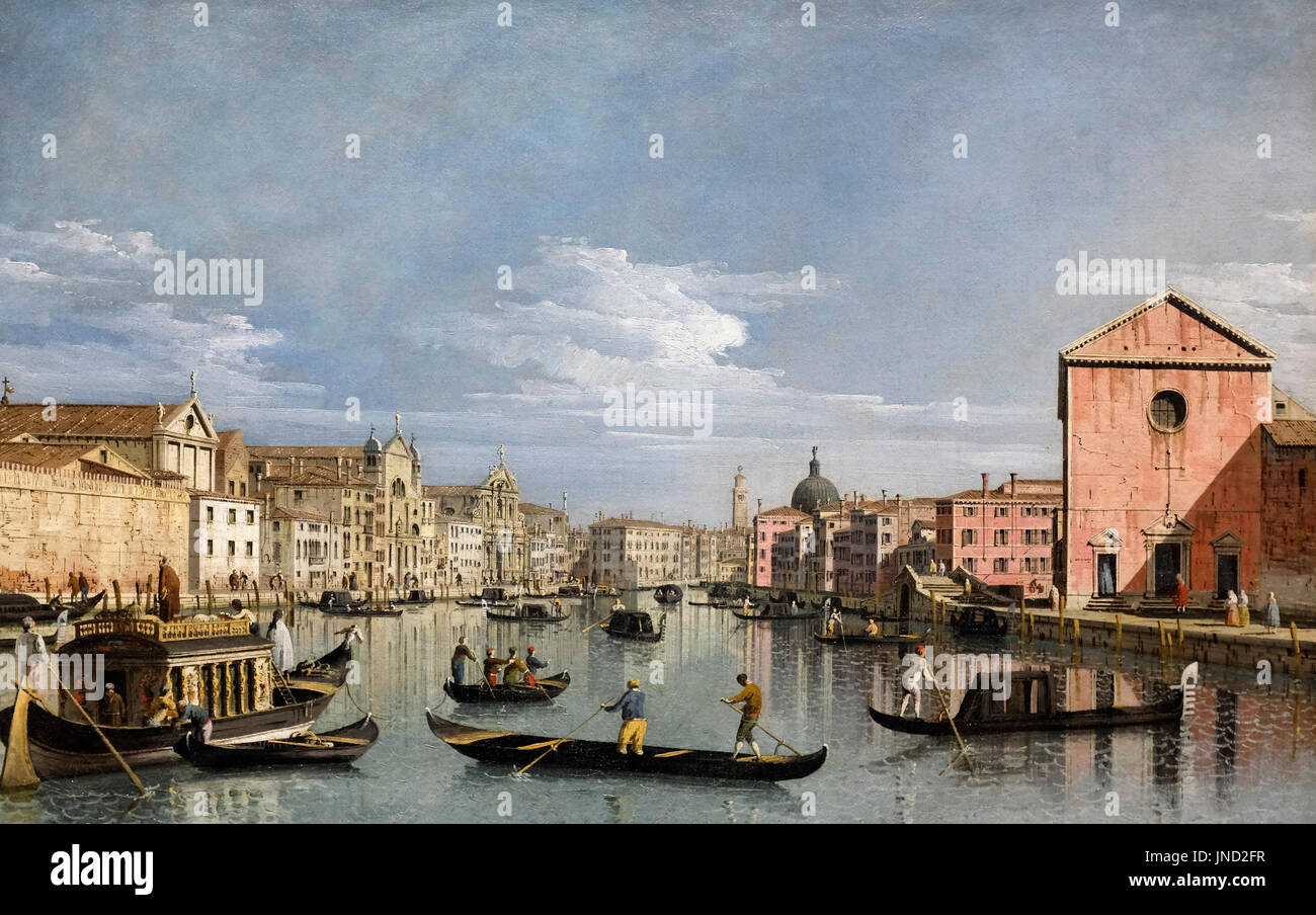 Venedig: Oberen Reichweiten des Canal Grande mit Blick auf Santa Croce, ca. 1740 - Bernardo Bellotto Stockfoto
