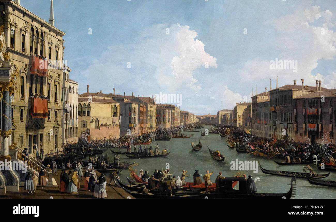 Venedig - eine Regatta auf dem Canal Grande, ca. 1735 - Canaletto Stockfoto
