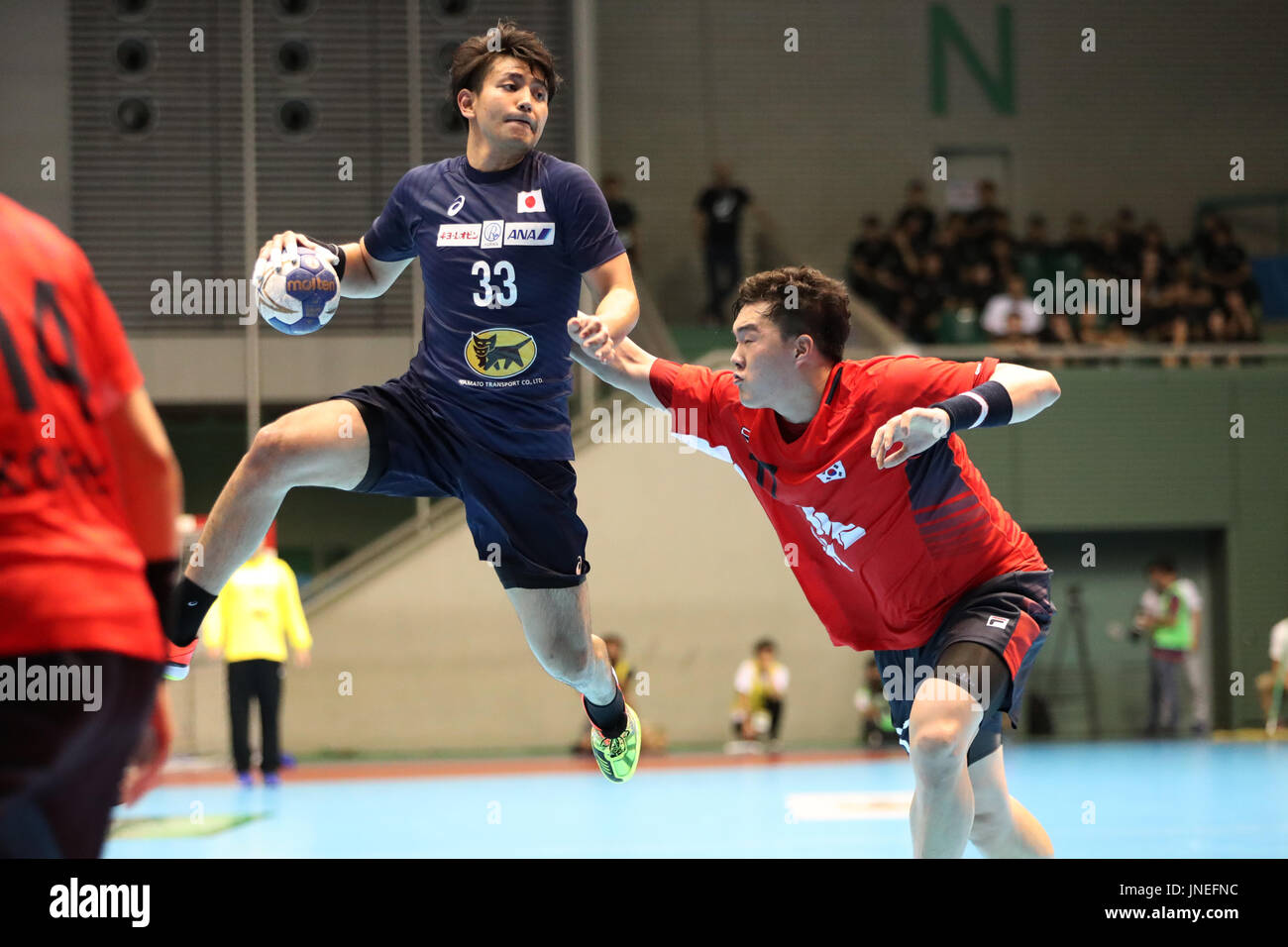 Tokio, Japan. 29. Juli 2017. Yuto Higashie (JPN) Handball: Herren Handball Freundschaftsspiel zwischen Japan28-28 Südkorea Komazawa Olympic Park-Gymnasiums in Tokio, Japan. Bildnachweis: Jun Tsukida/AFLO SPORT/Alamy Live-Nachrichten Stockfoto