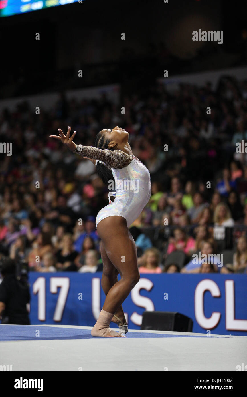 29. Juli 2016: Turnerin Jordan Chiles konkurriert in der senior Wettbewerb bei der 2017 US Classic im Sears Centre in Hoffman Estates, IL. Chilies kam im fünften rundum. Melissa J. Perenson/CSM Stockfoto