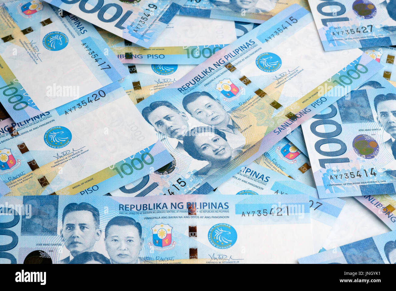 Philippinen Pesos in tausend Wert der Banknoten Stockfoto